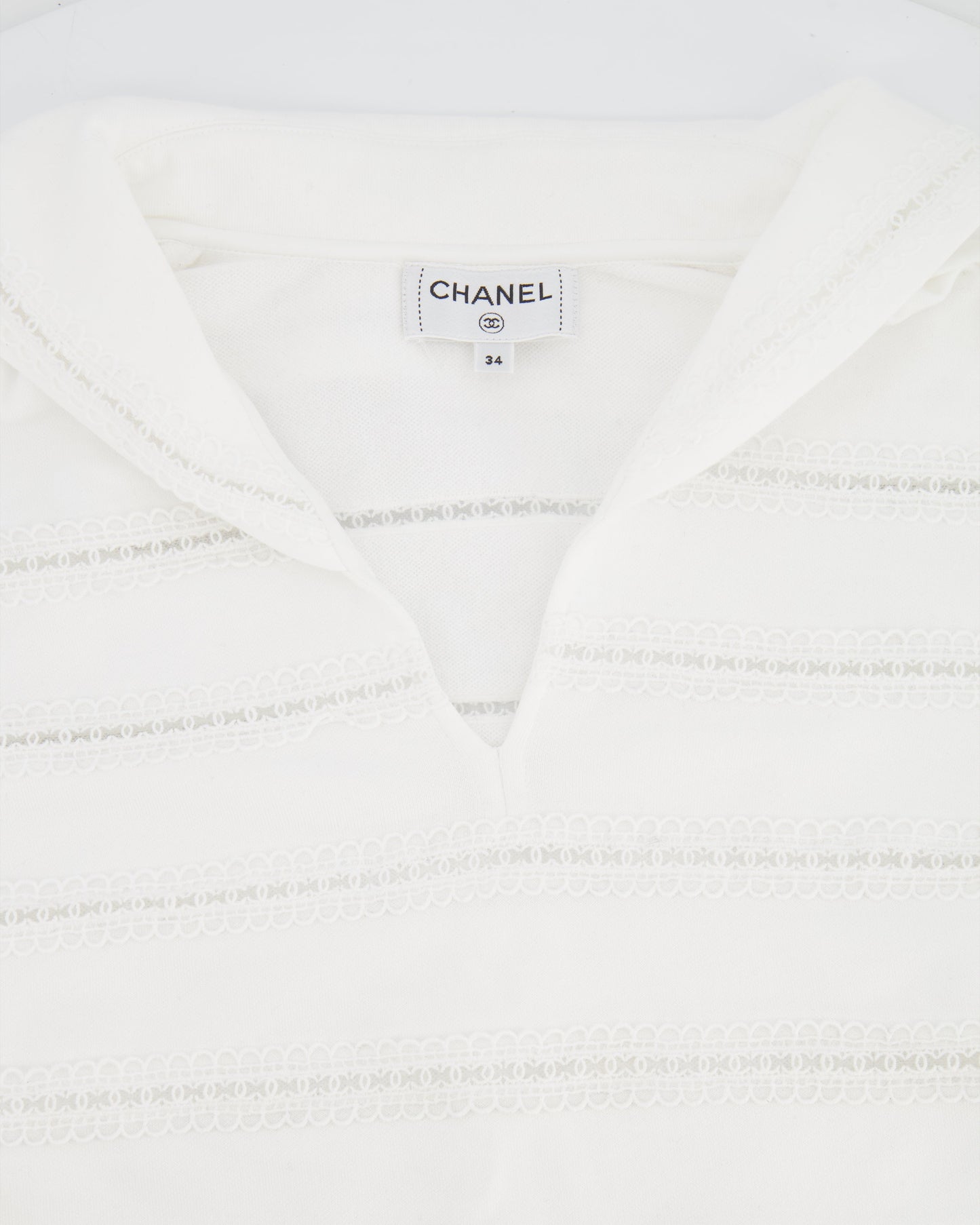 Chanel White Blo  with CC Logo Embroideries Size FR 34 (UK 6)
