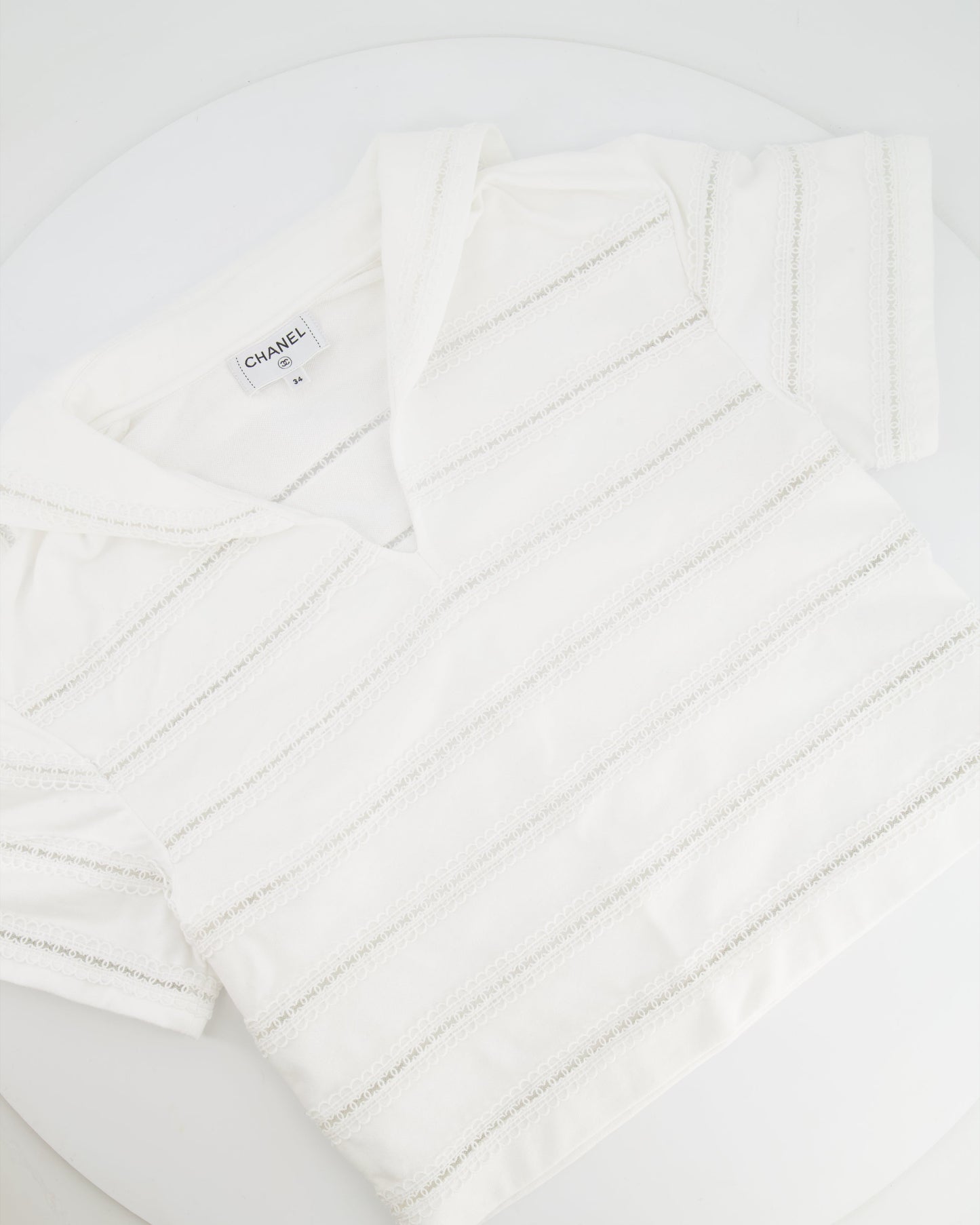 Chanel White Blo  with CC Logo Embroideries Size FR 34 (UK 6)