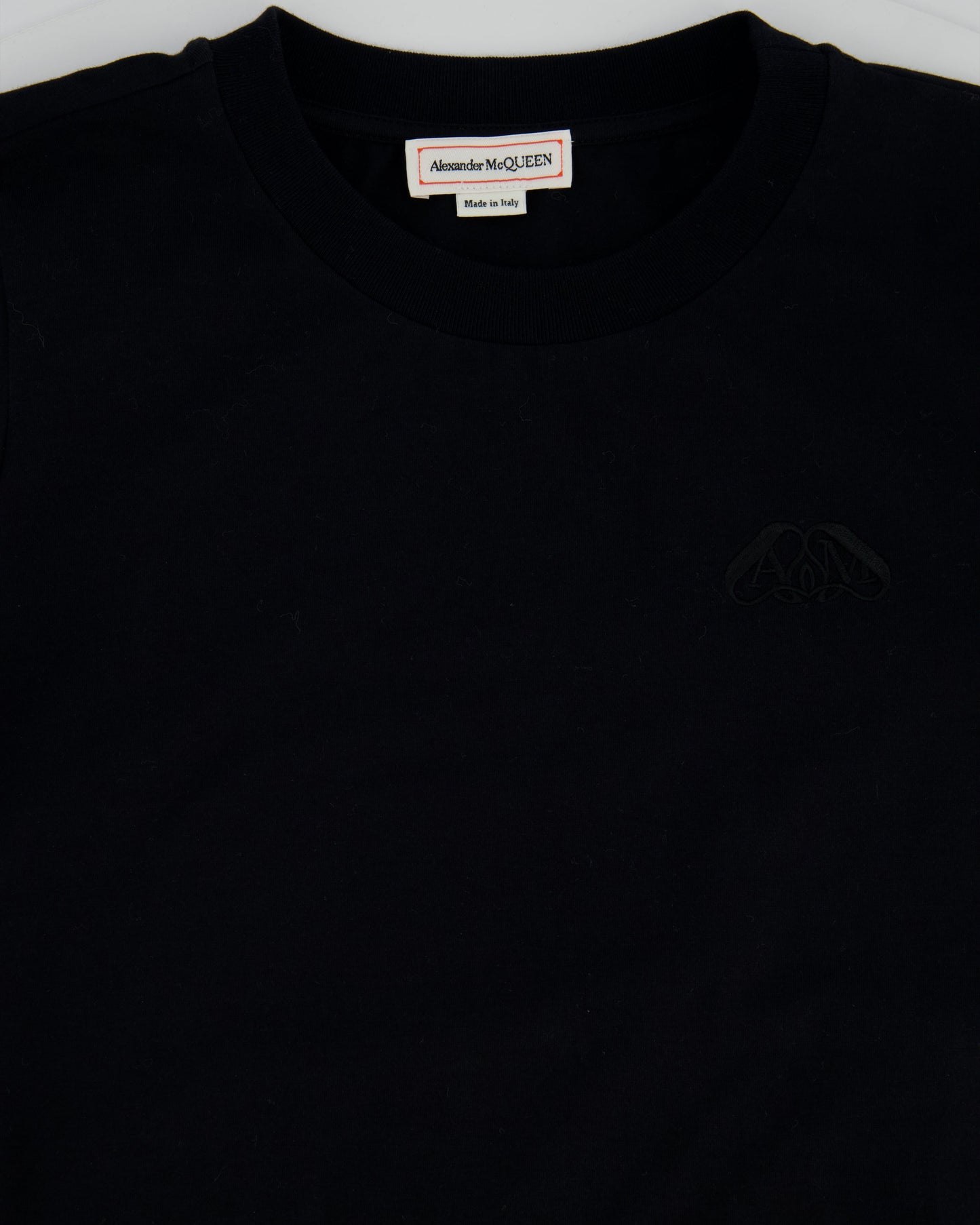 Alexander McQueen Black Cotton Round Collar T-Shirt with Logo Size IT 38 (UK 6)