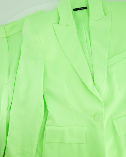 Alex Perry Neon Green Blazer and Tailored Wide Leg Tro rs Set Size UK 8