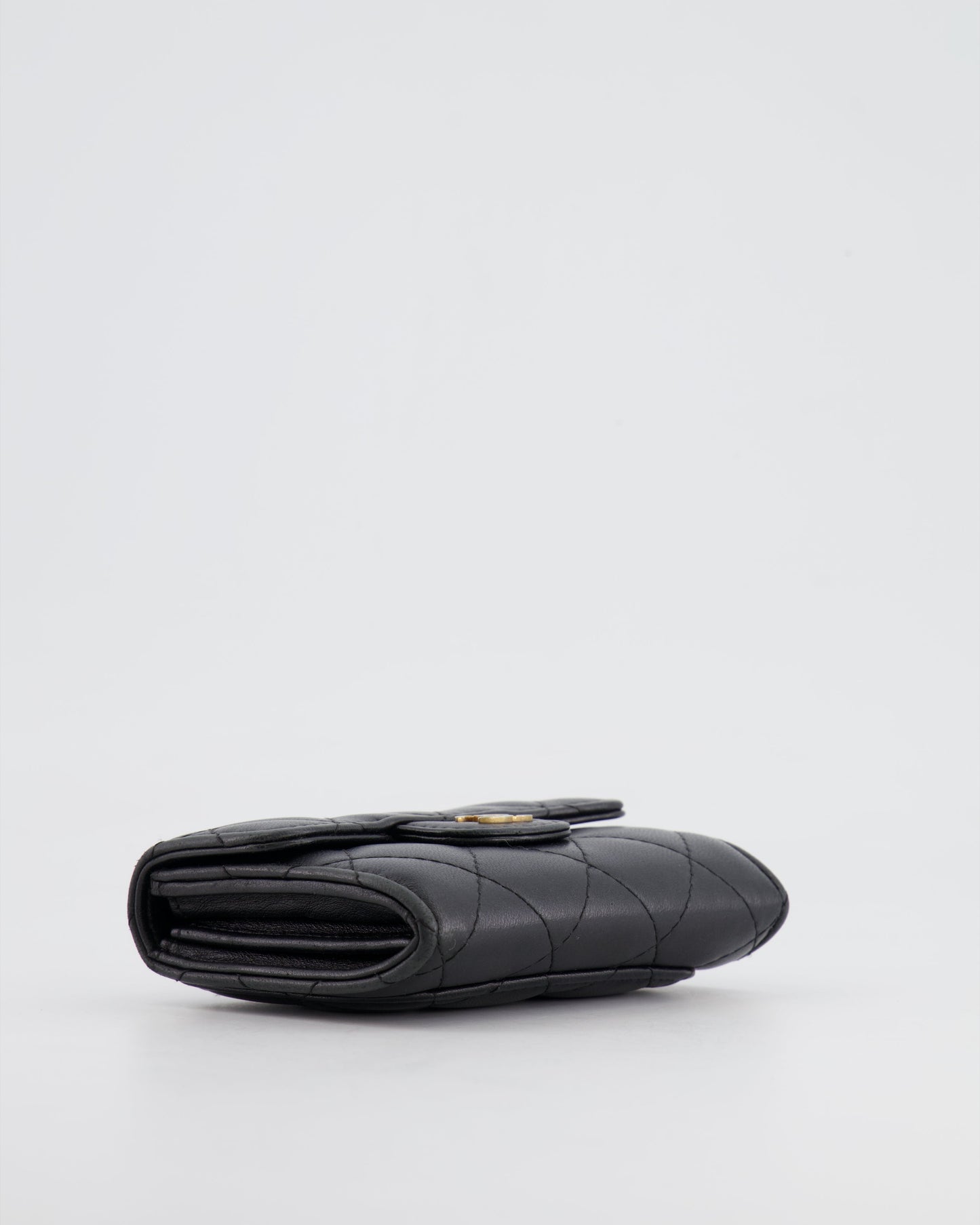 Chanel Black Coin Holder in Lambskin Leather with Champagne Gold CC Logo
