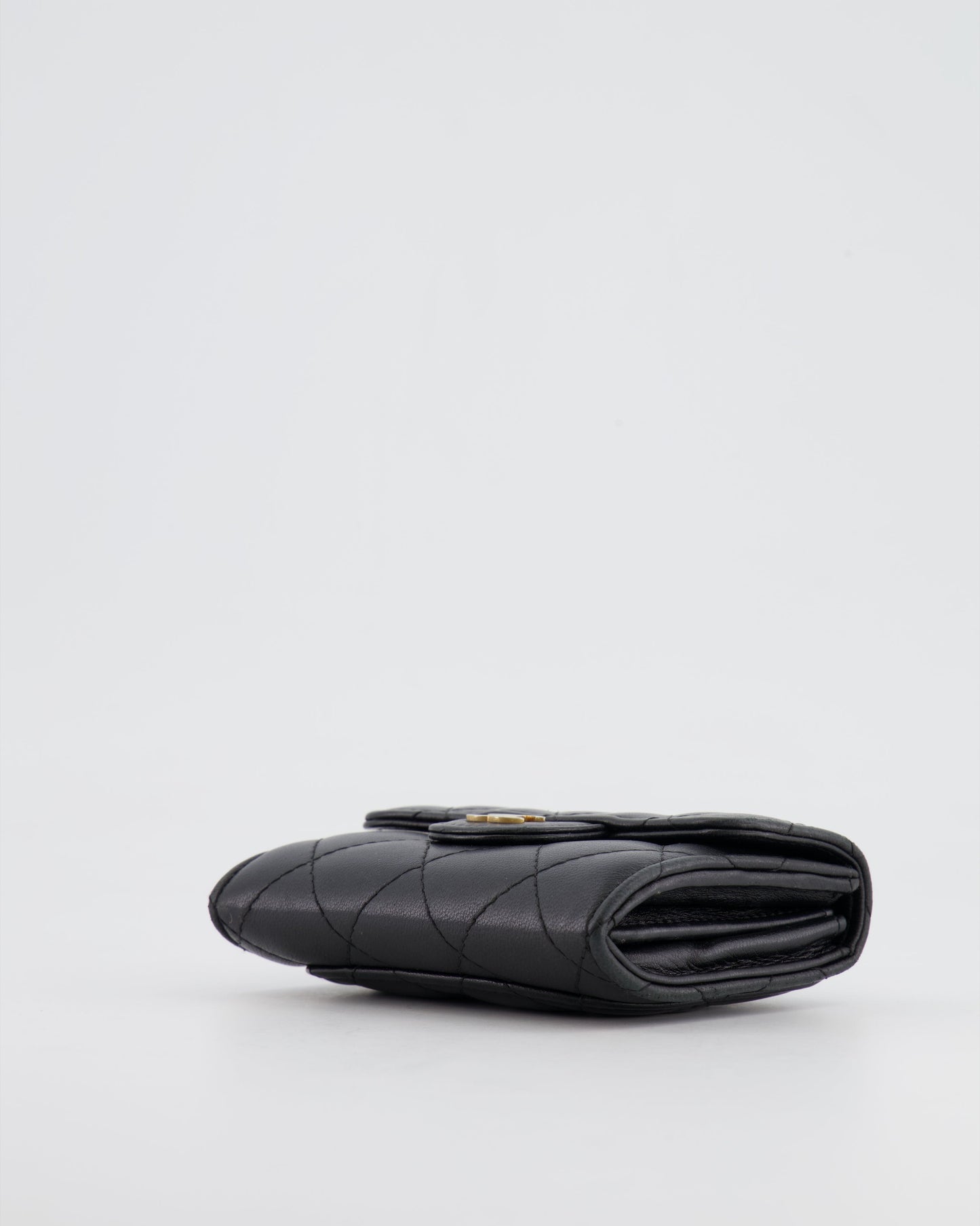 Chanel Black Coin Holder in Lambskin Leather with Champagne Gold CC Logo