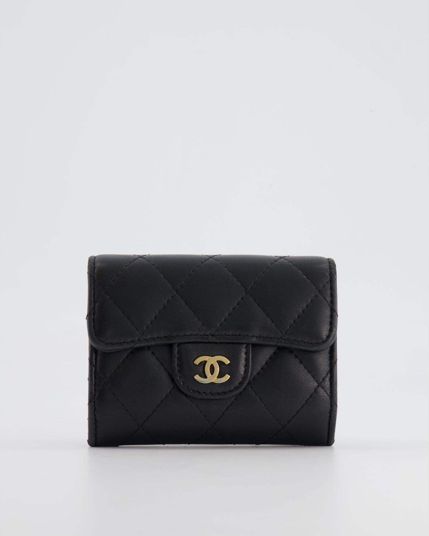 Chanel Black Coin Holder in Lambskin Leather with Champagne Gold CC Logo