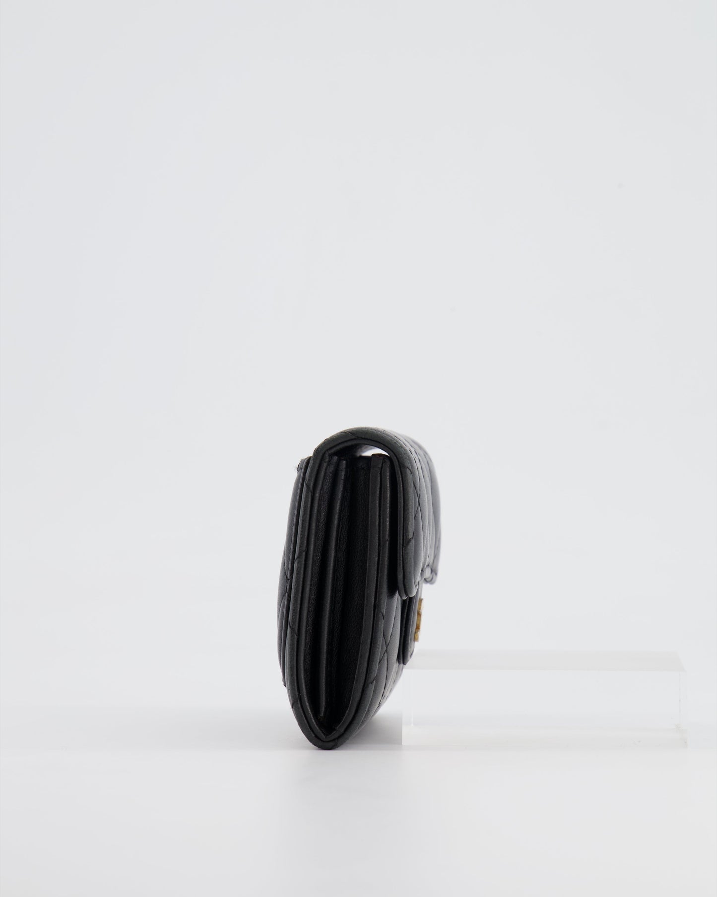 Chanel Black Coin Holder in Lambskin Leather with Champagne Gold CC Logo