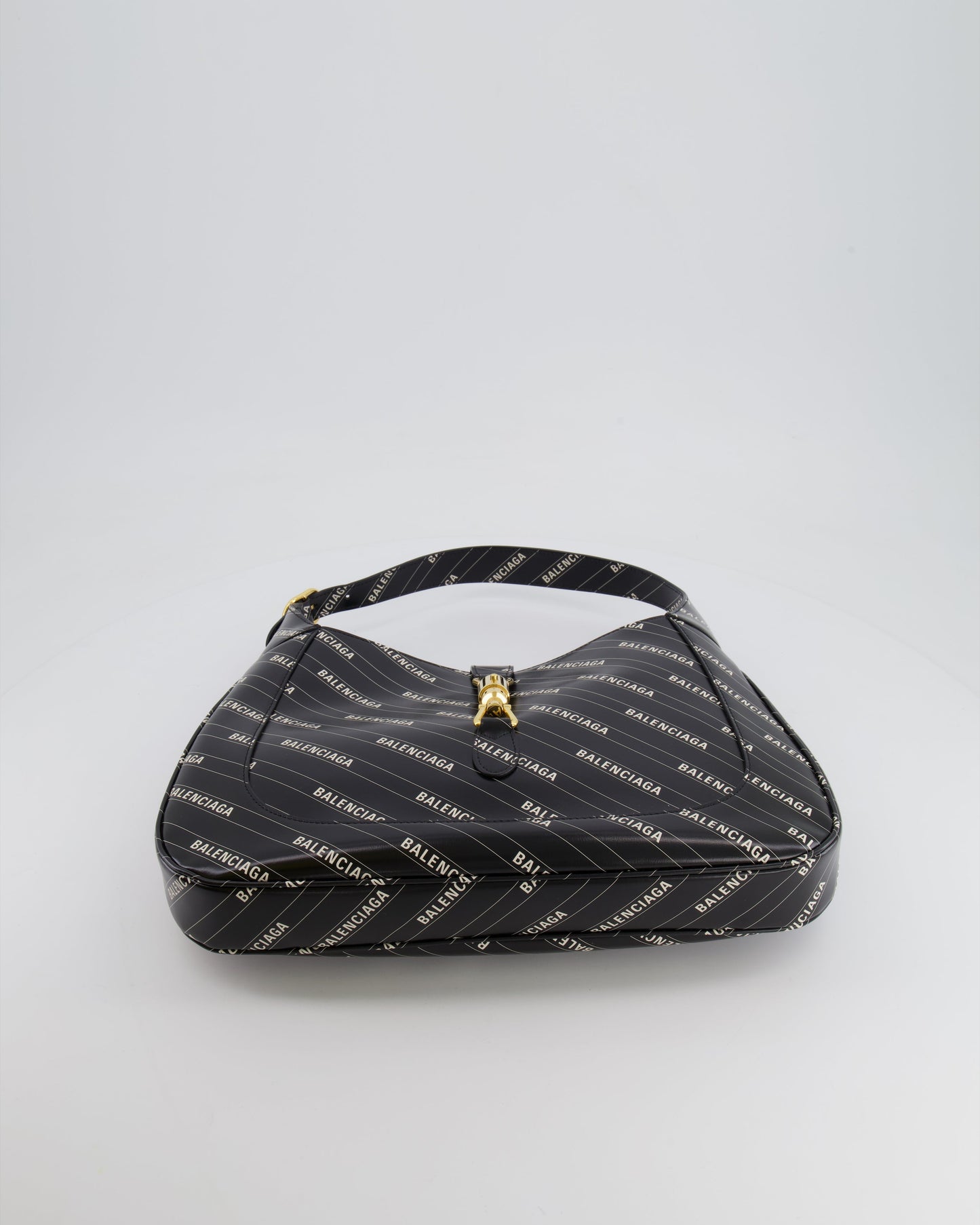 Gucci x Balenciaga Black and White Logo Jackie Large Bag with Gold Hardware RRP £3,090