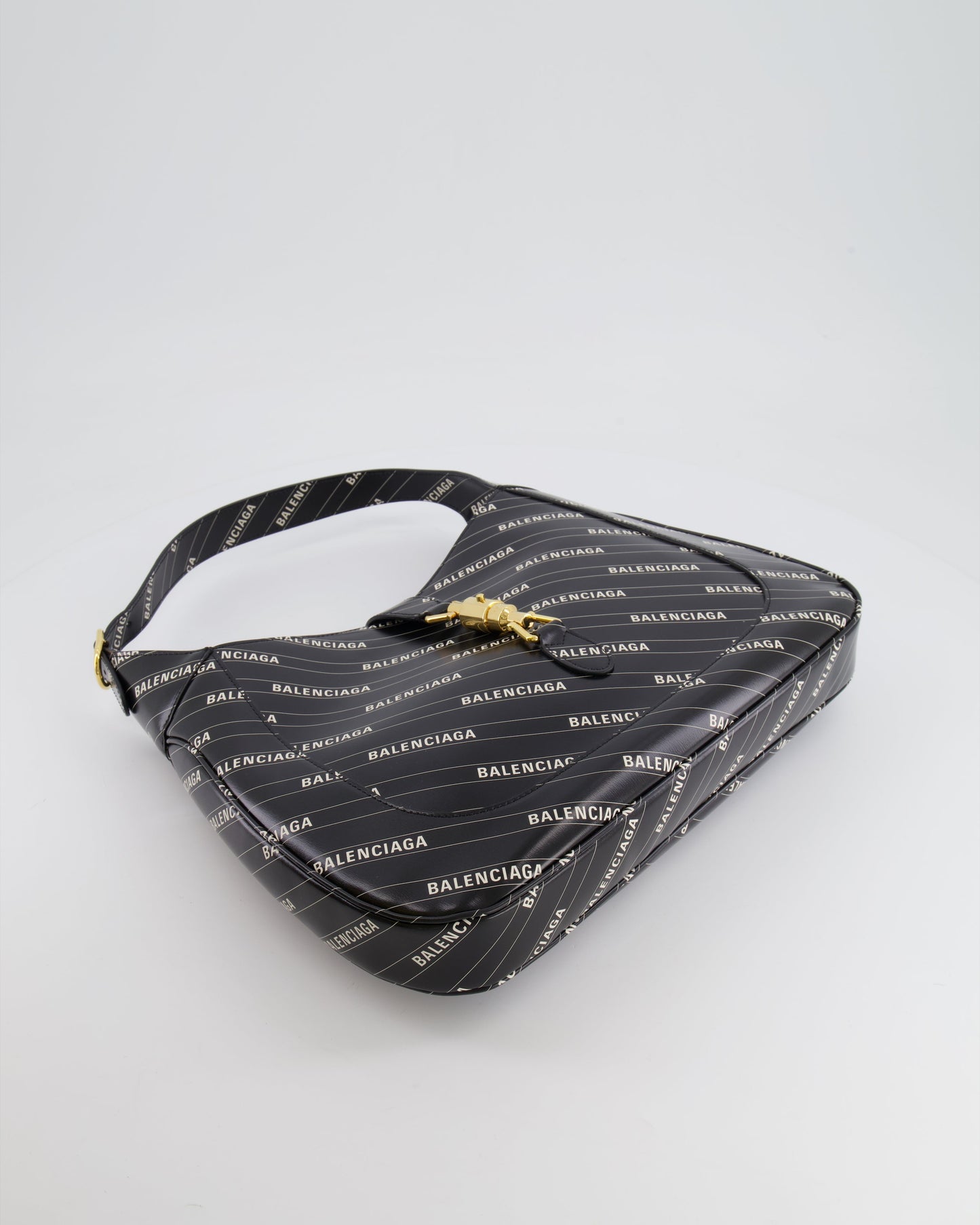 Gucci x Balenciaga Black and White Logo Jackie Large Bag with Gold Hardware RRP £3,090