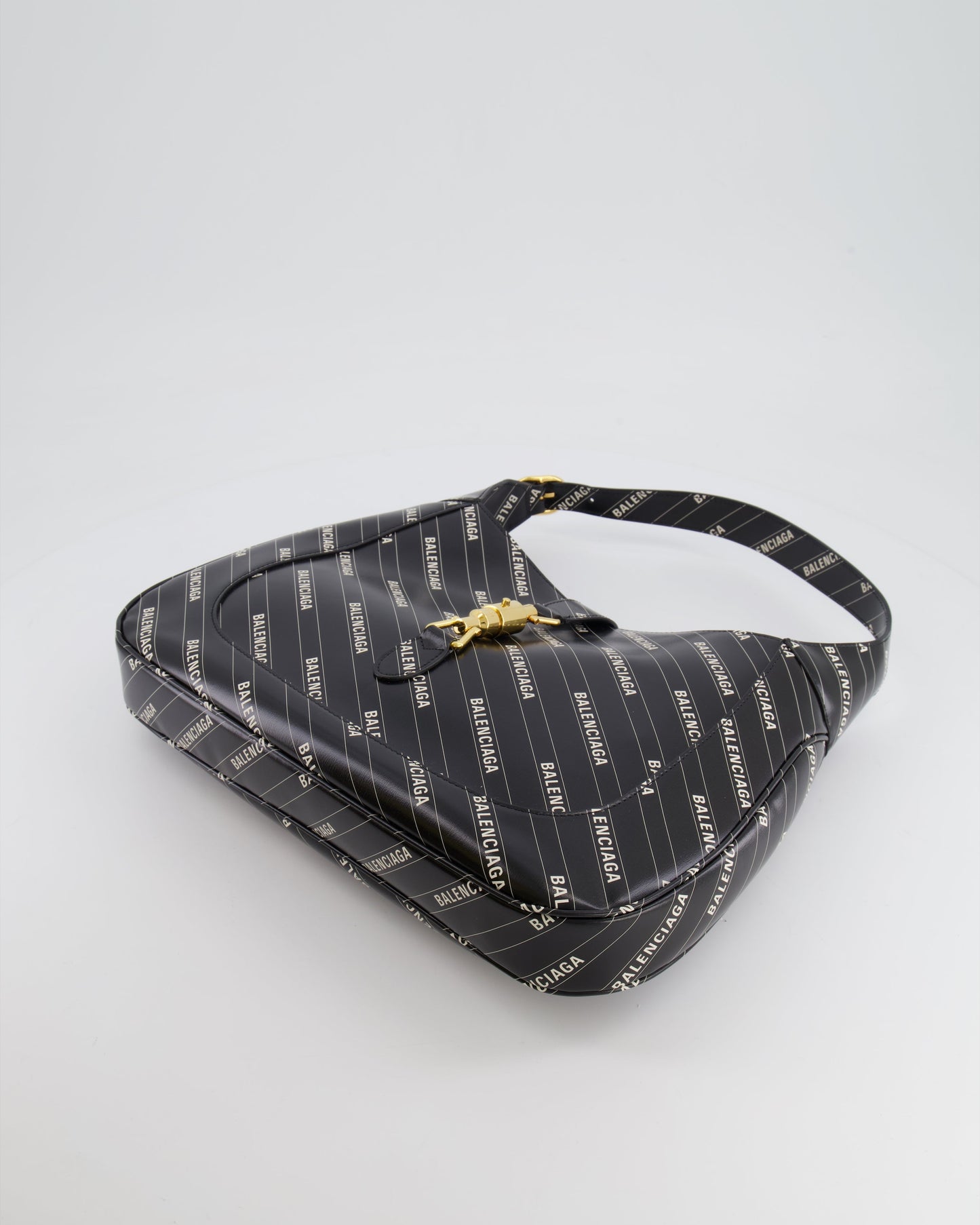 Gucci x Balenciaga Black and White Logo Jackie Large Bag with Gold Hardware RRP £3,090