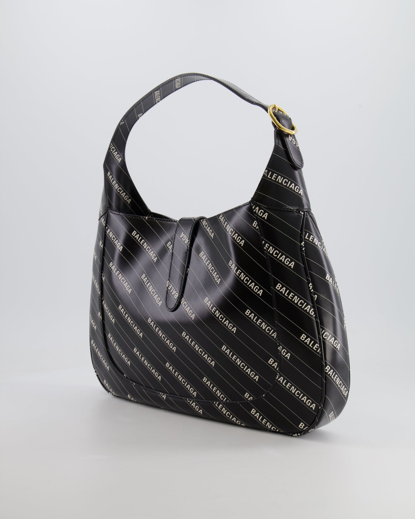 Gucci x Balenciaga Black and White Logo Jackie Large Bag with Gold Hardware RRP £3,090