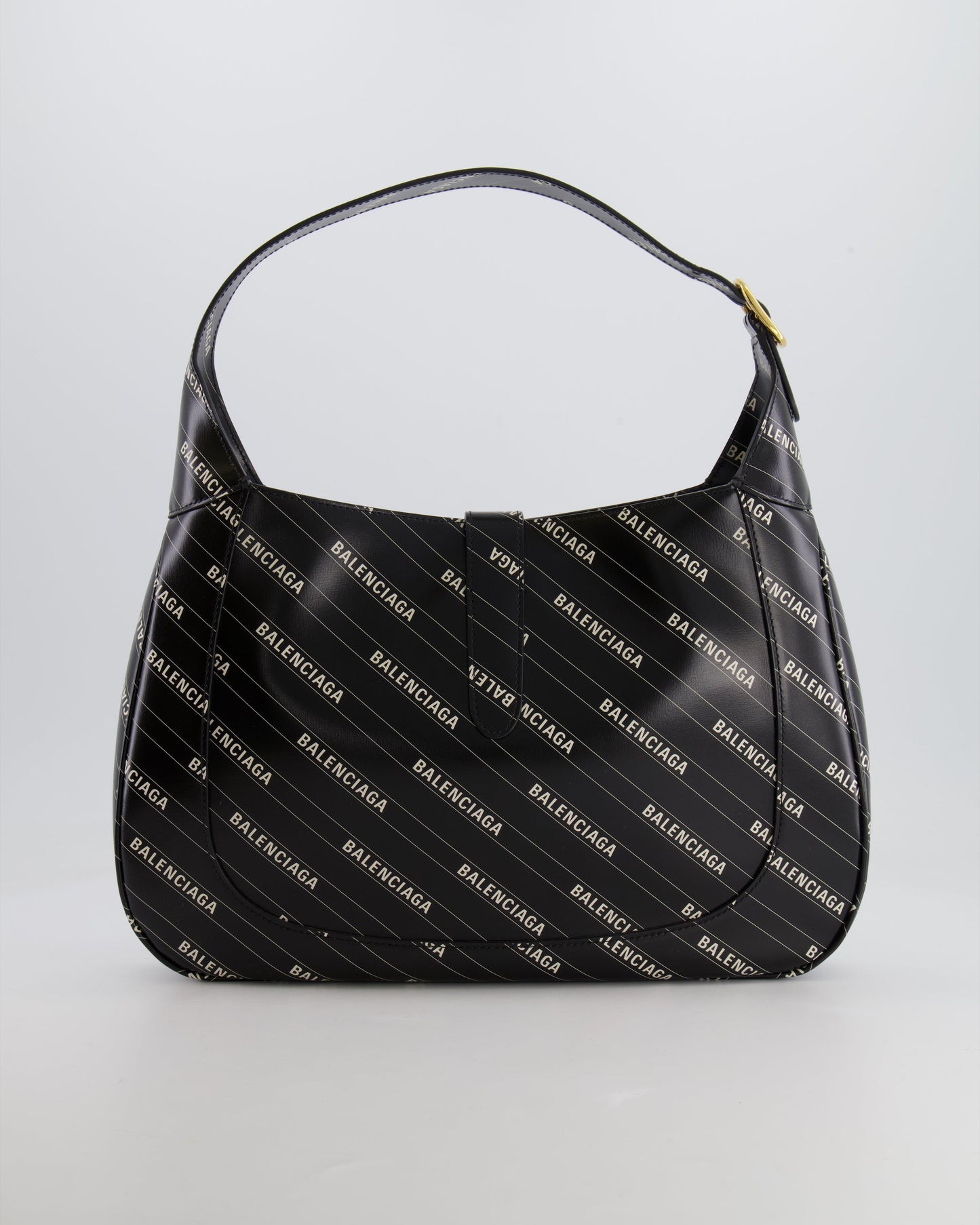 Gucci x Balenciaga Black and White Logo Jackie Large Bag with Gold Hardware RRP £3,090