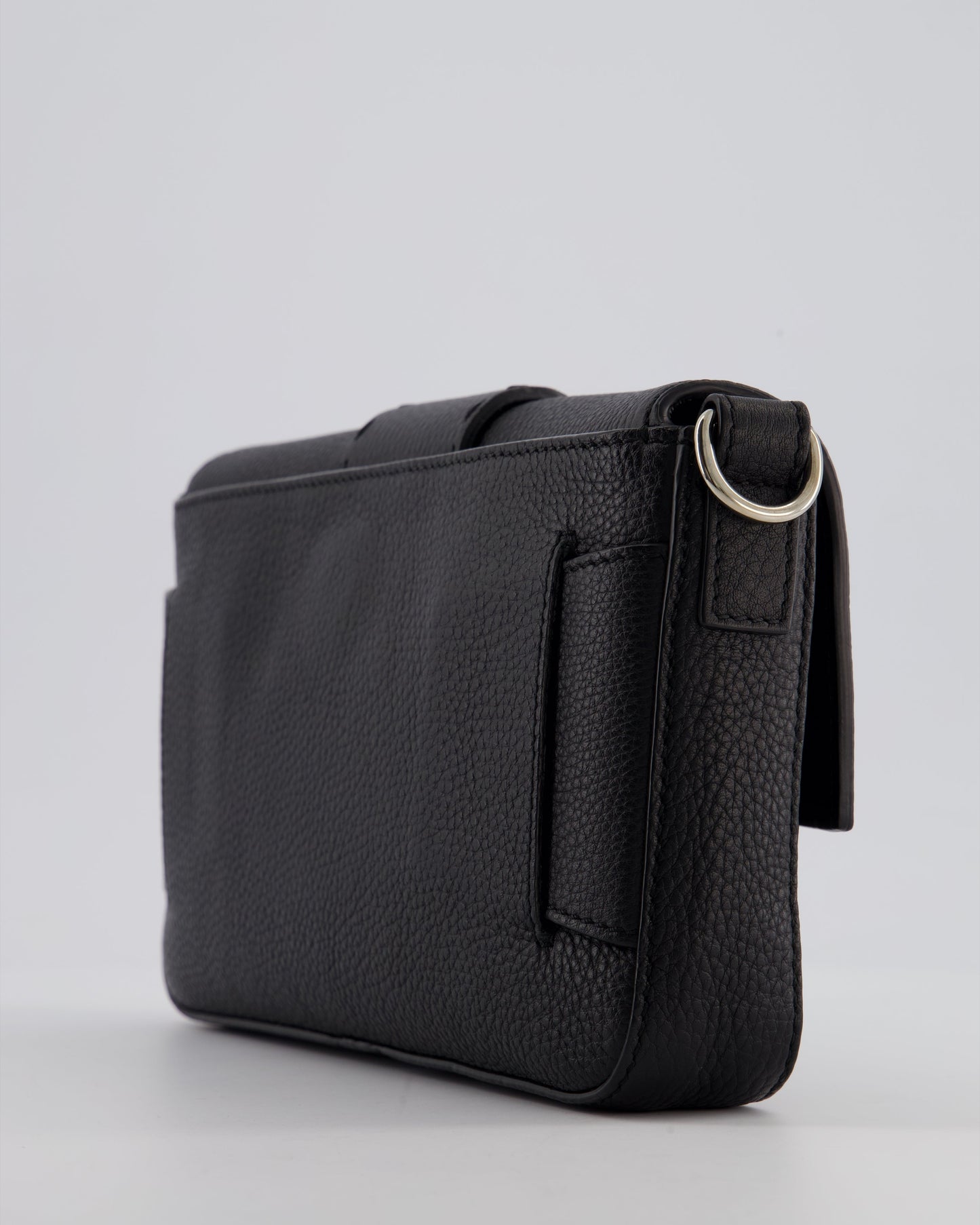 *MENSWEAR* Fendi Black Selleria Baguette Bag In Grained Leather with Silver Hardware