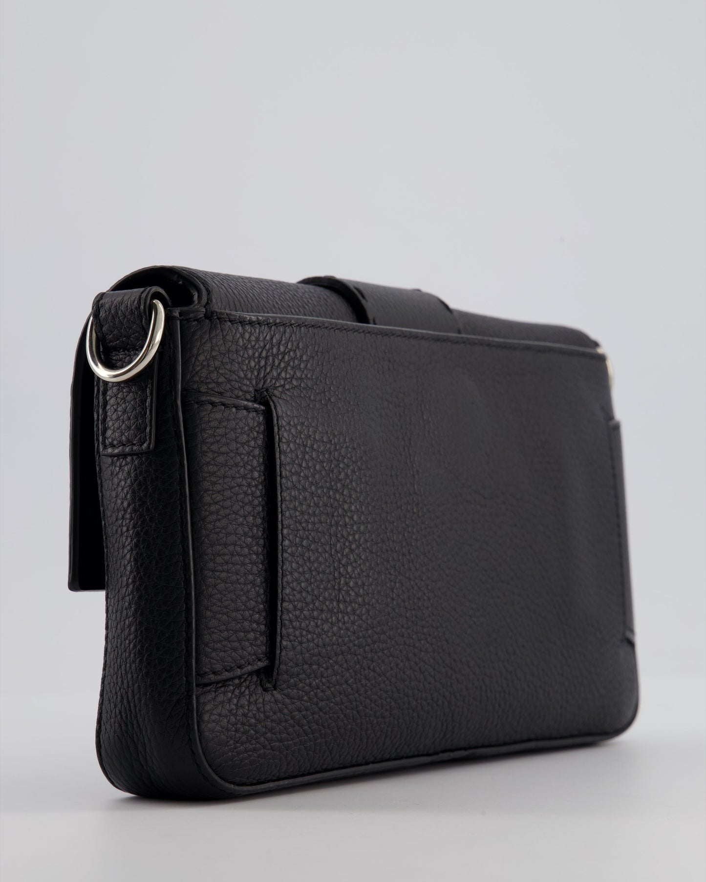 *MENSWEAR* Fendi Black Selleria Baguette Bag In Grained Leather with Silver Hardware