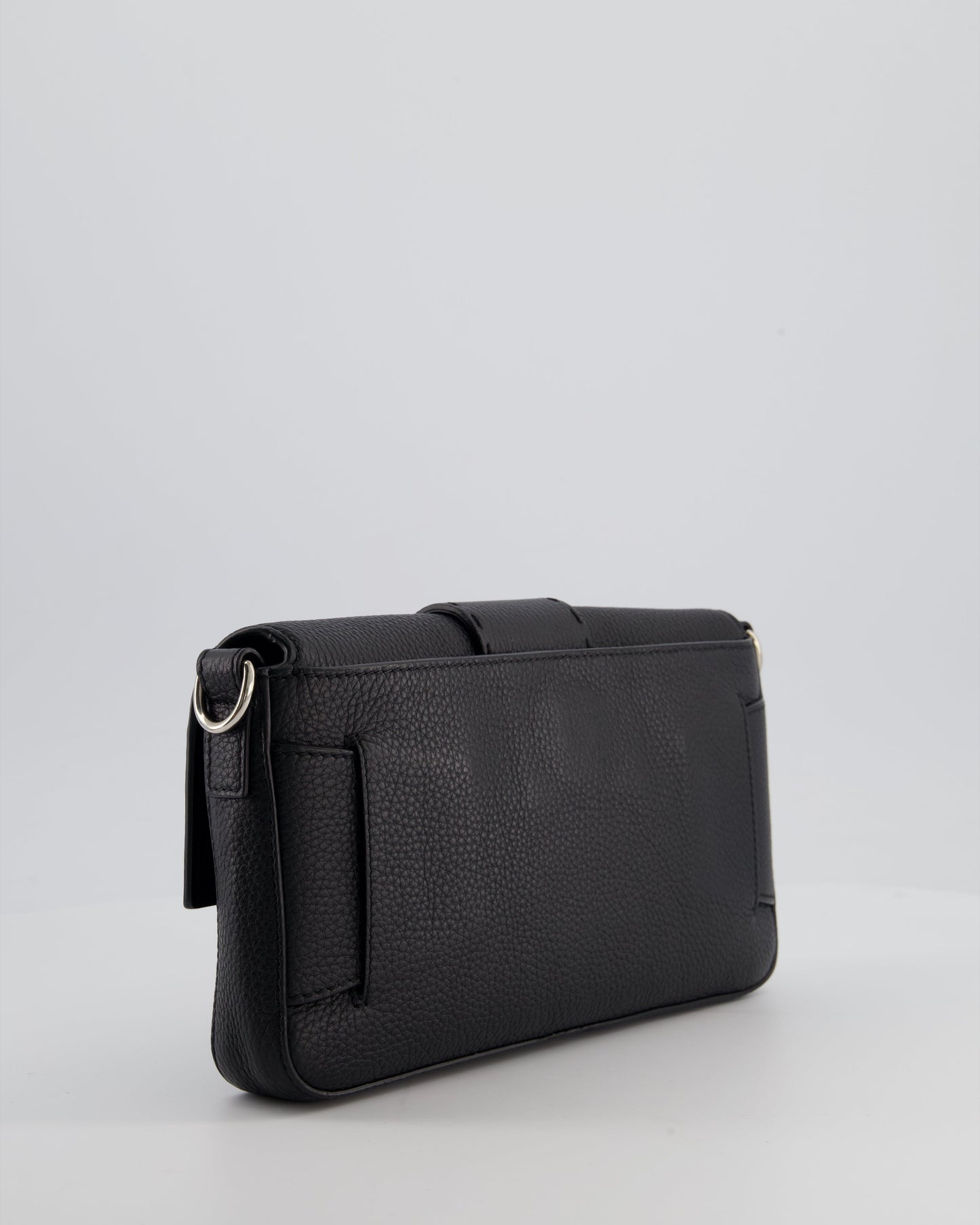 *MENSWEAR* Fendi Black Selleria Baguette Bag In Grained Leather with Silver Hardware