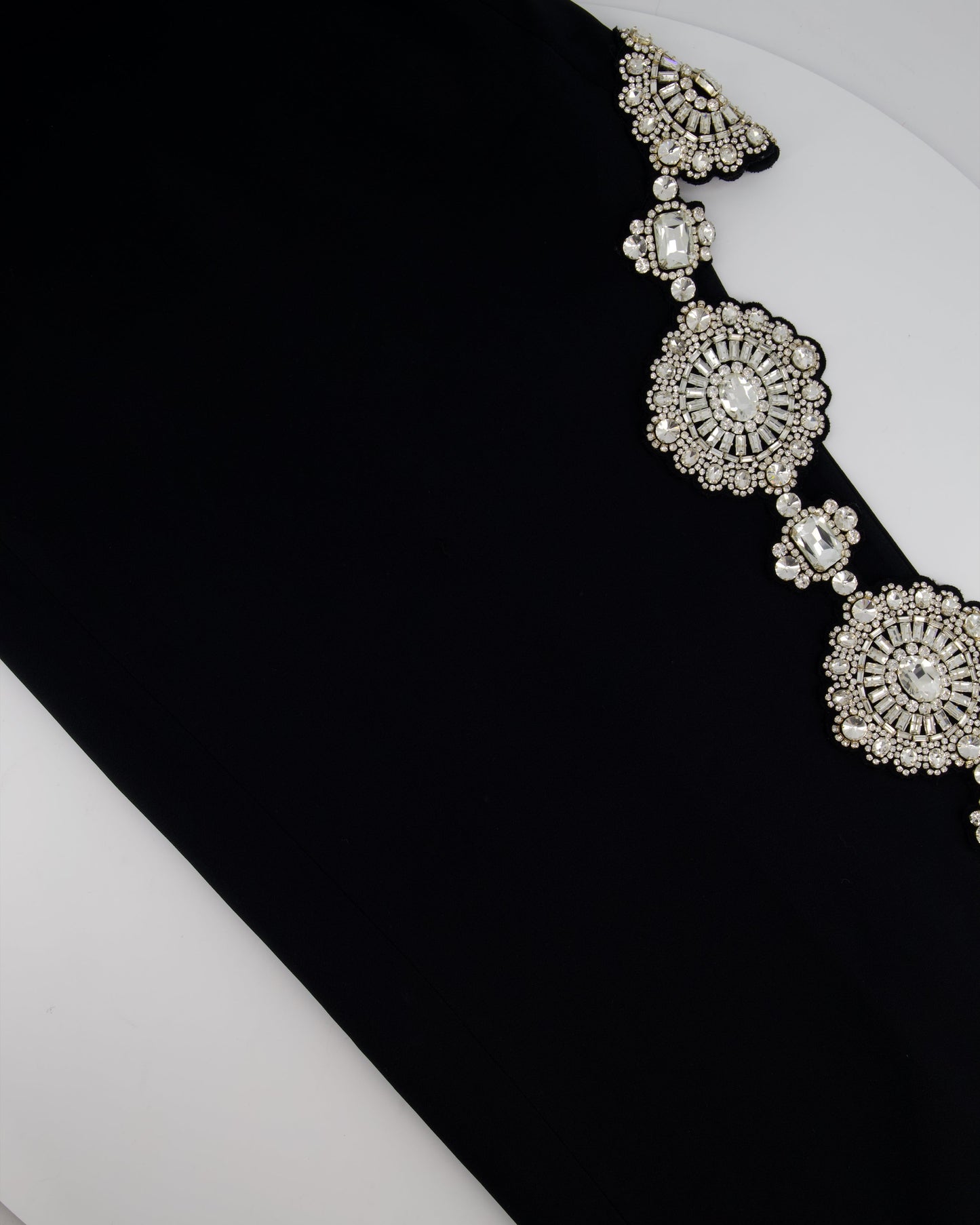 *HOT* David Koma Black Long Dress with Tulle & Multiple Floral Crystal Embellishments Detail Size FR 36 (UK 8)