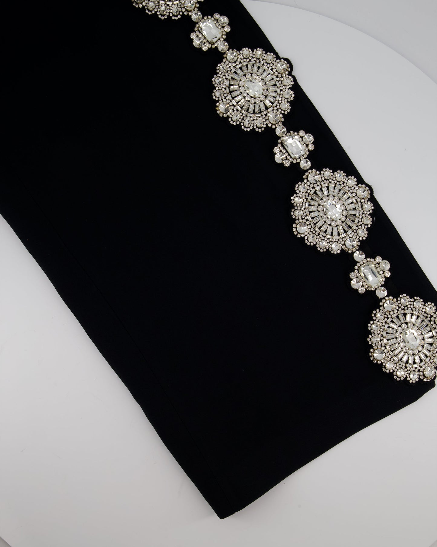 *HOT* David Koma Black Long Dress with Tulle & Multiple Floral Crystal Embellishments Detail Size FR 36 (UK 8)