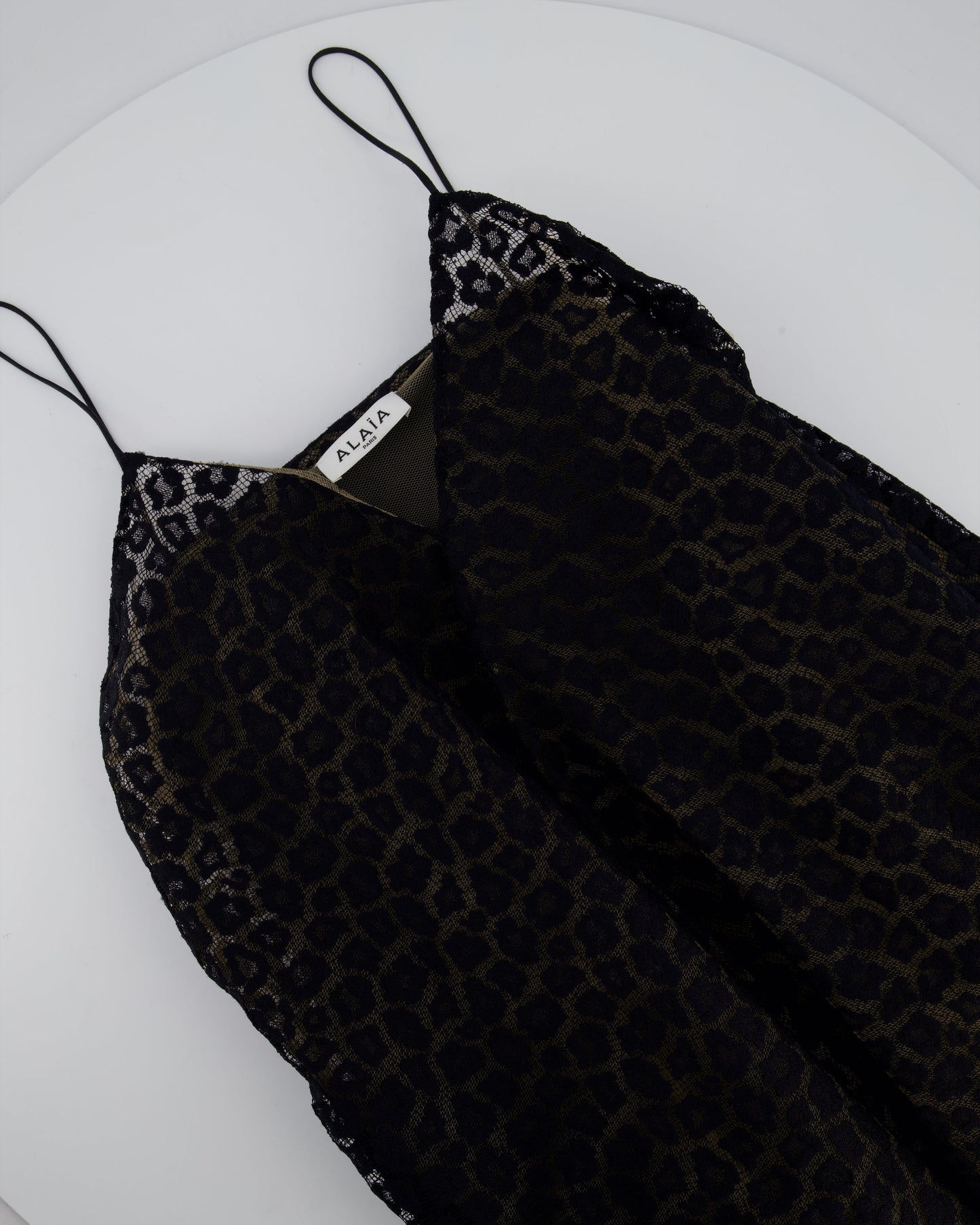 Ala•a Black Leopard Printed Textured Long-Sleeve Midi Dress Size FR 36 (UK 8)