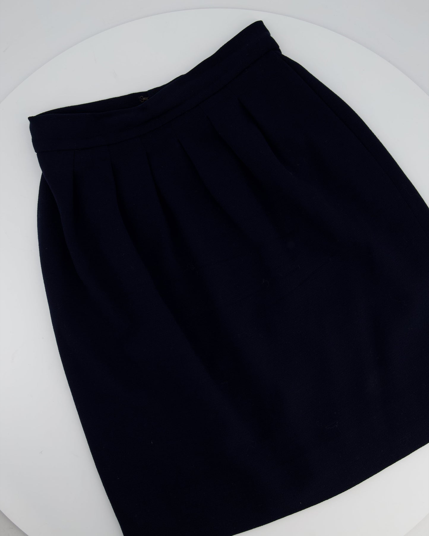 Chanel   Navy Double Breasted Wool Blazer Jacket and Skirt Set with Gold CC Logo Button Detail FR 38 (UK 10)