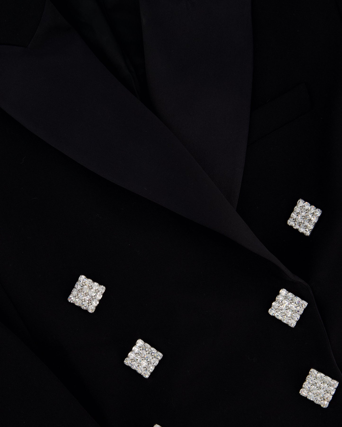Alessandra Rich Black Double Breasted Blazer with Crystal Rhinestony Buttons IT 40 (UK 8)