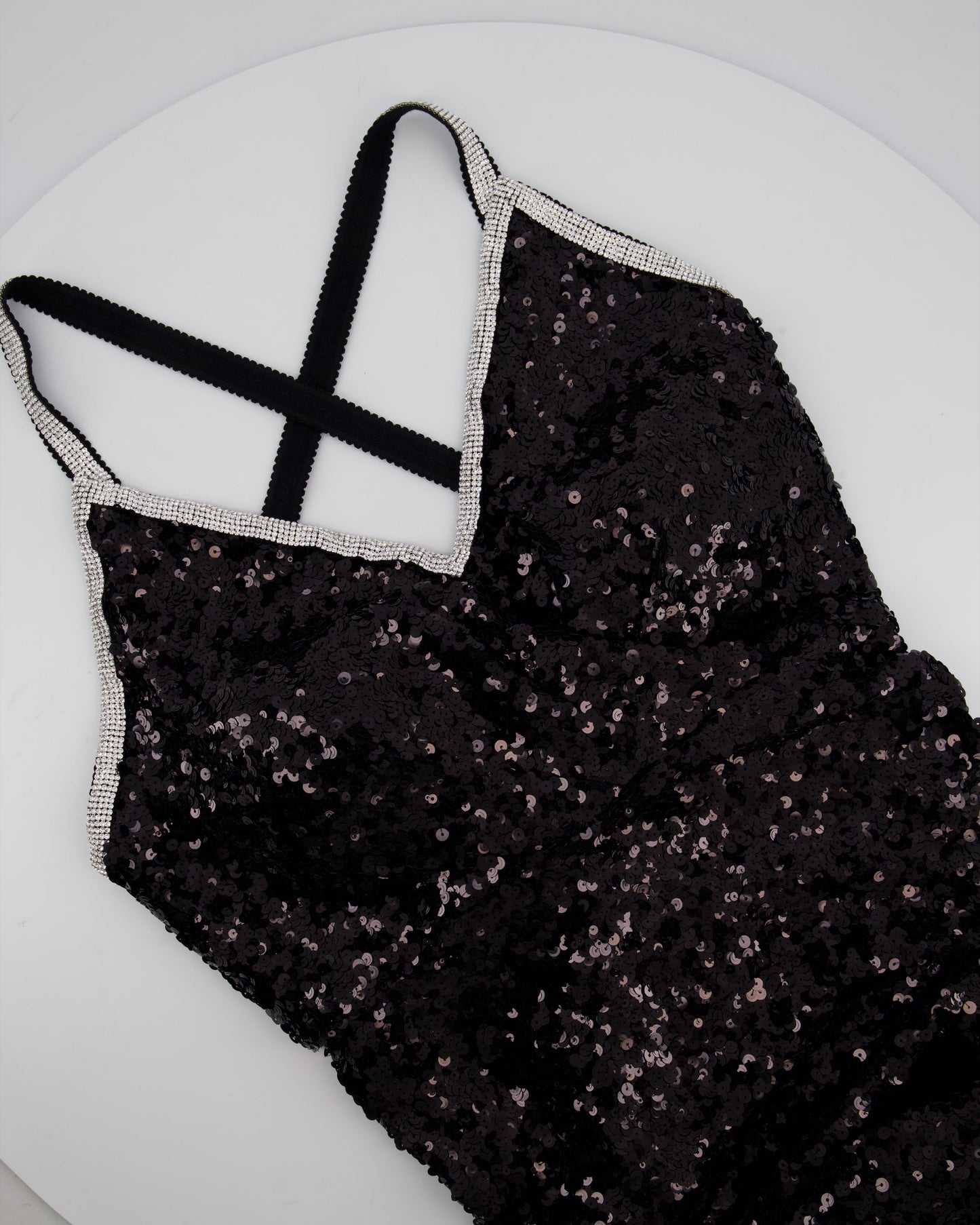 Dolce & Gabbana Exclusive Black Sequin Midi Dress with Embellished Strap Detail Size IT 48 (UK 16)
