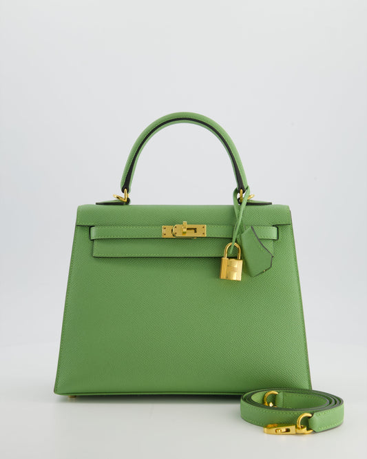 *HOT COLOUR* Herm�s Kelly 25 Sellier Bag in Vert Criquet Epsom Leather with Gold Hardware