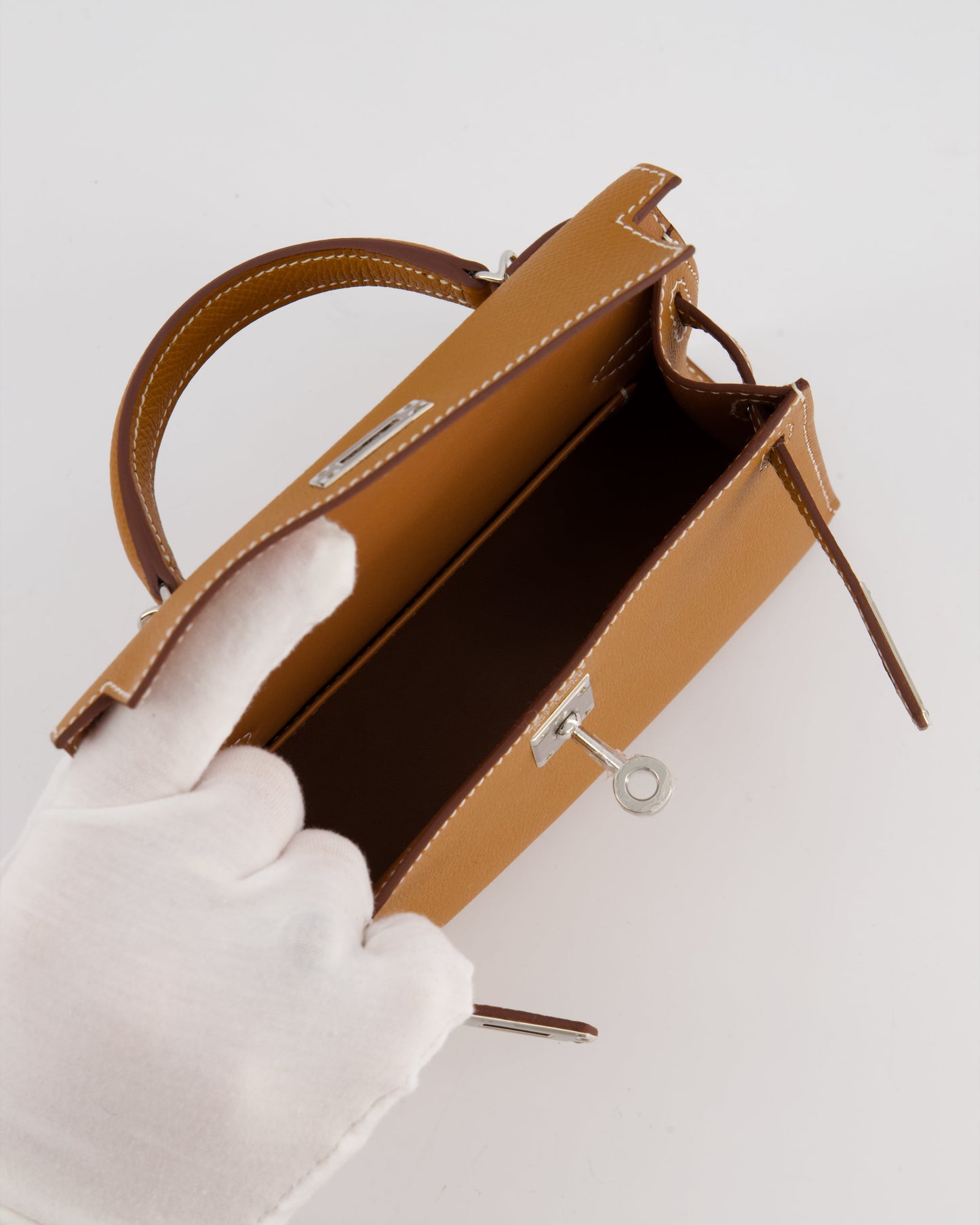 Herm�s Mini Kelly II 20 Bag in Gold Epsom Leather with Palladium Hardware