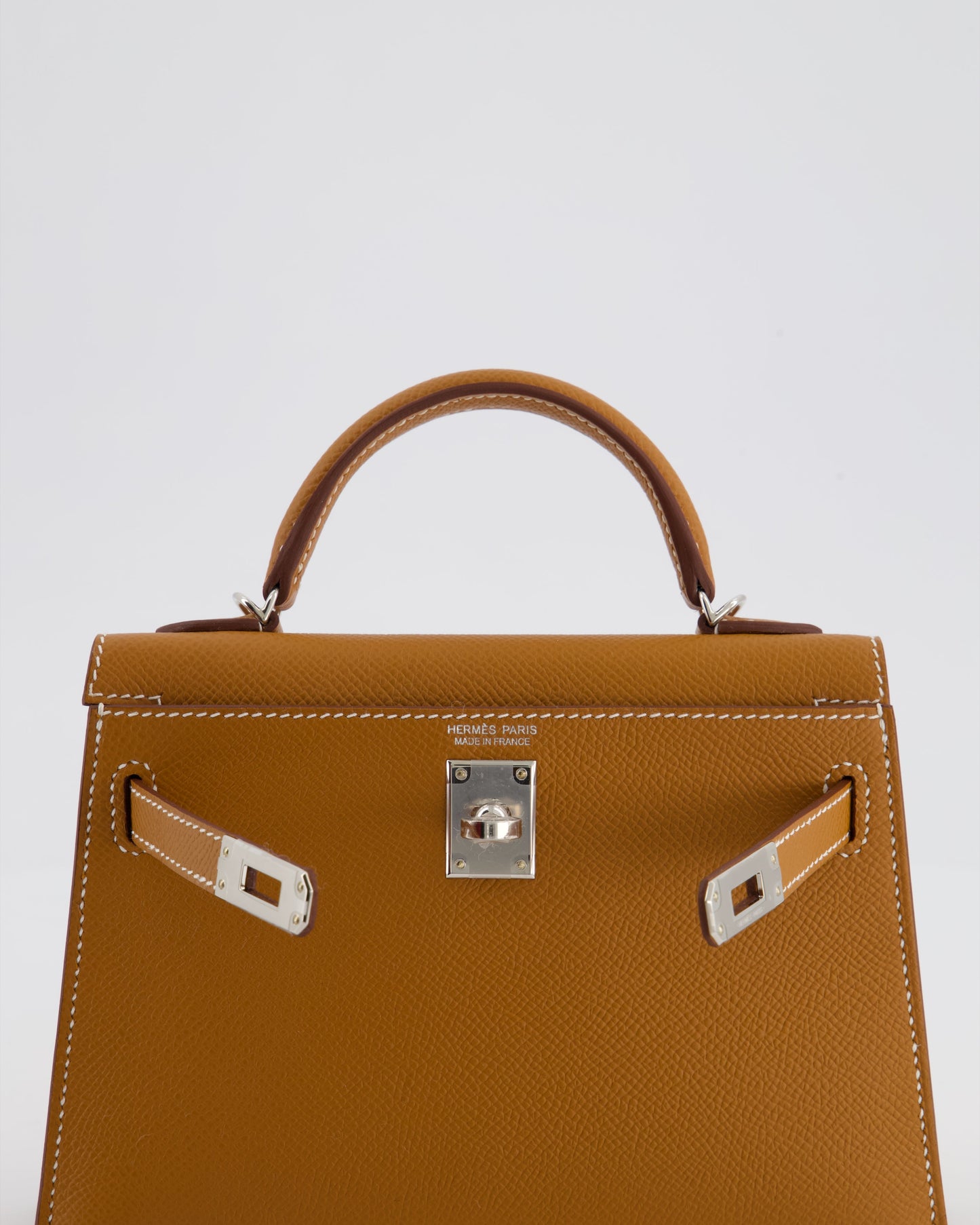 Herm�s Mini Kelly II 20 Bag in Gold Epsom Leather with Palladium Hardware