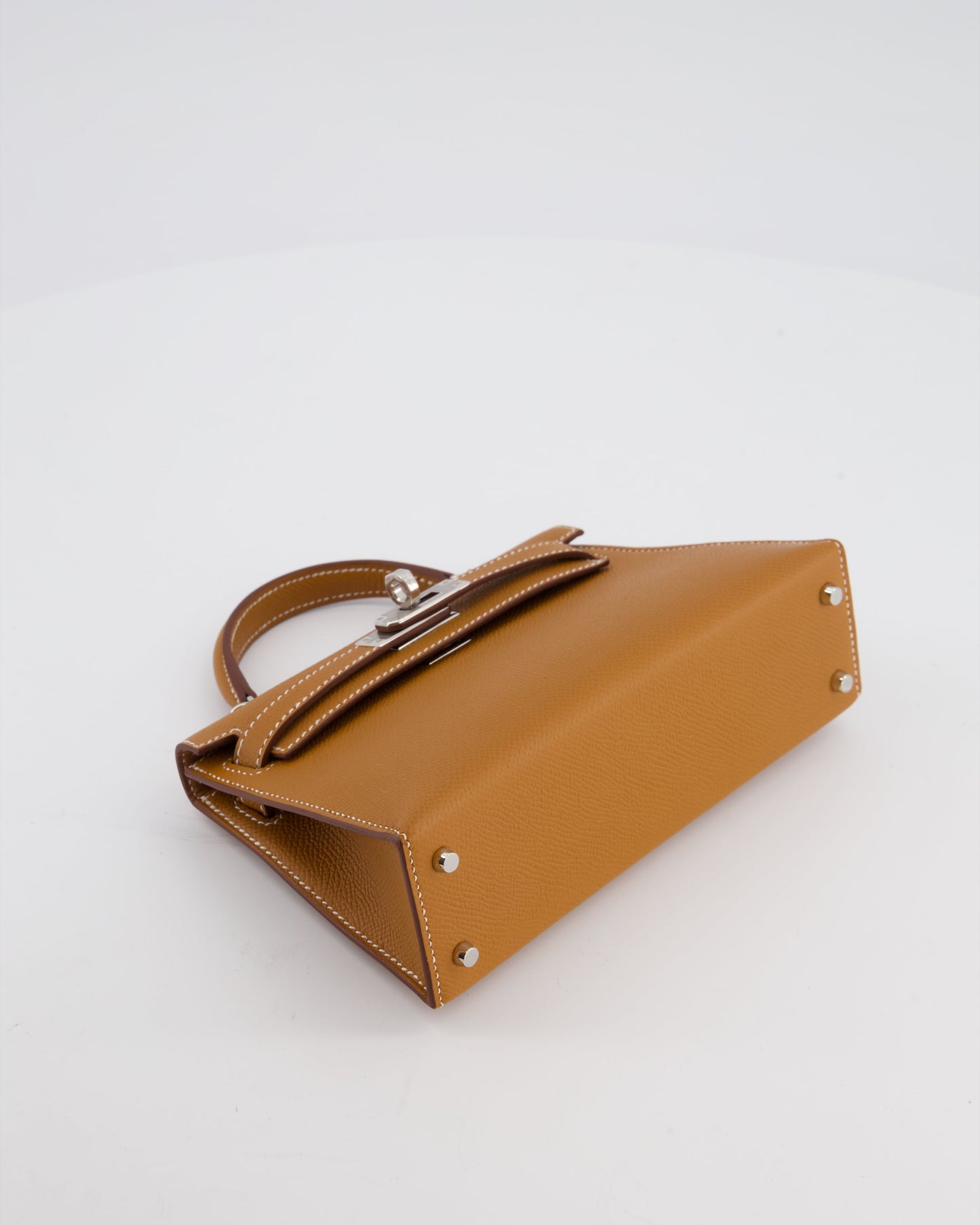 Herm�s Mini Kelly II 20 Bag in Gold Epsom Leather with Palladium Hardware