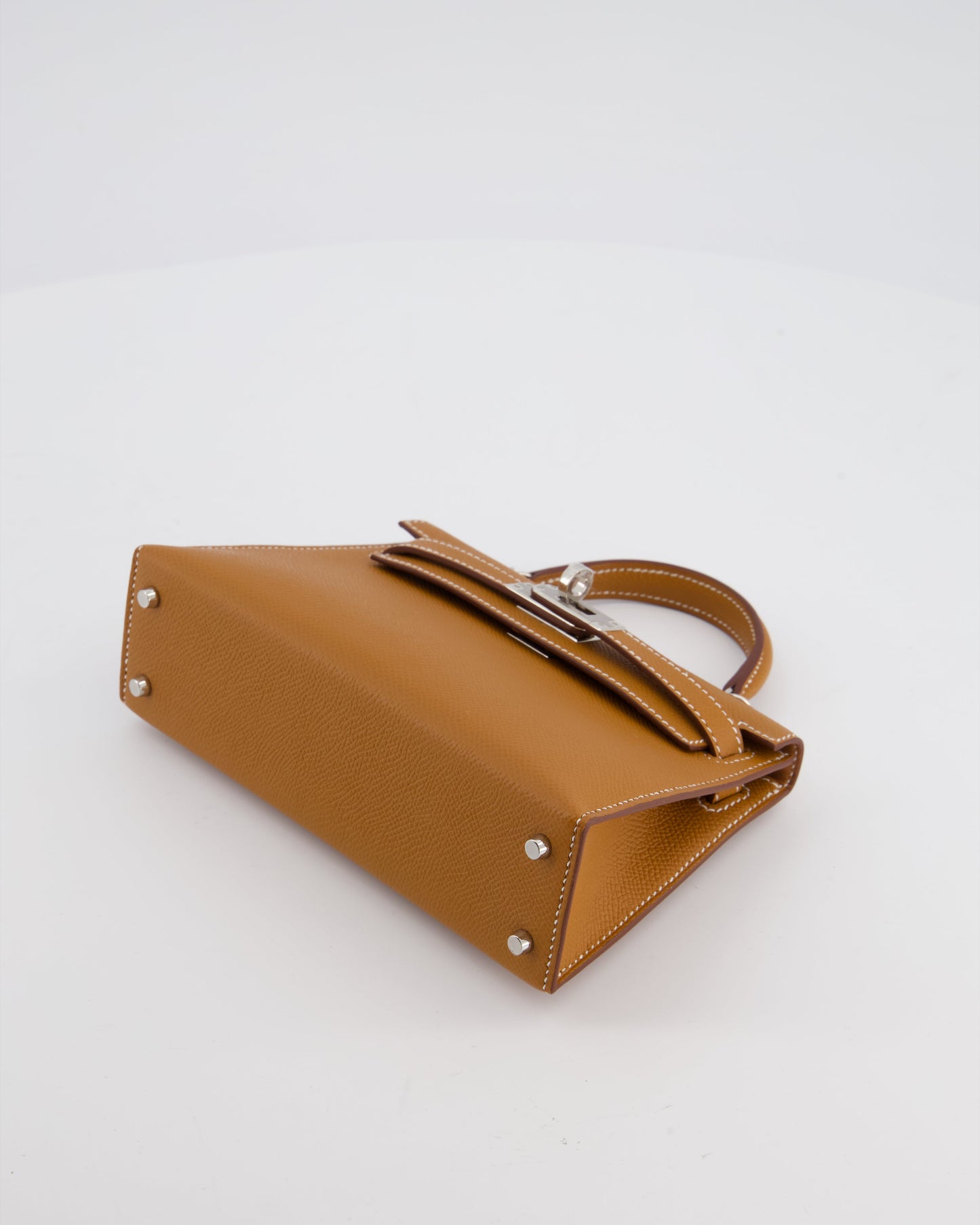 Herm�s Mini Kelly II 20 Bag in Gold Epsom Leather with Palladium Hardware
