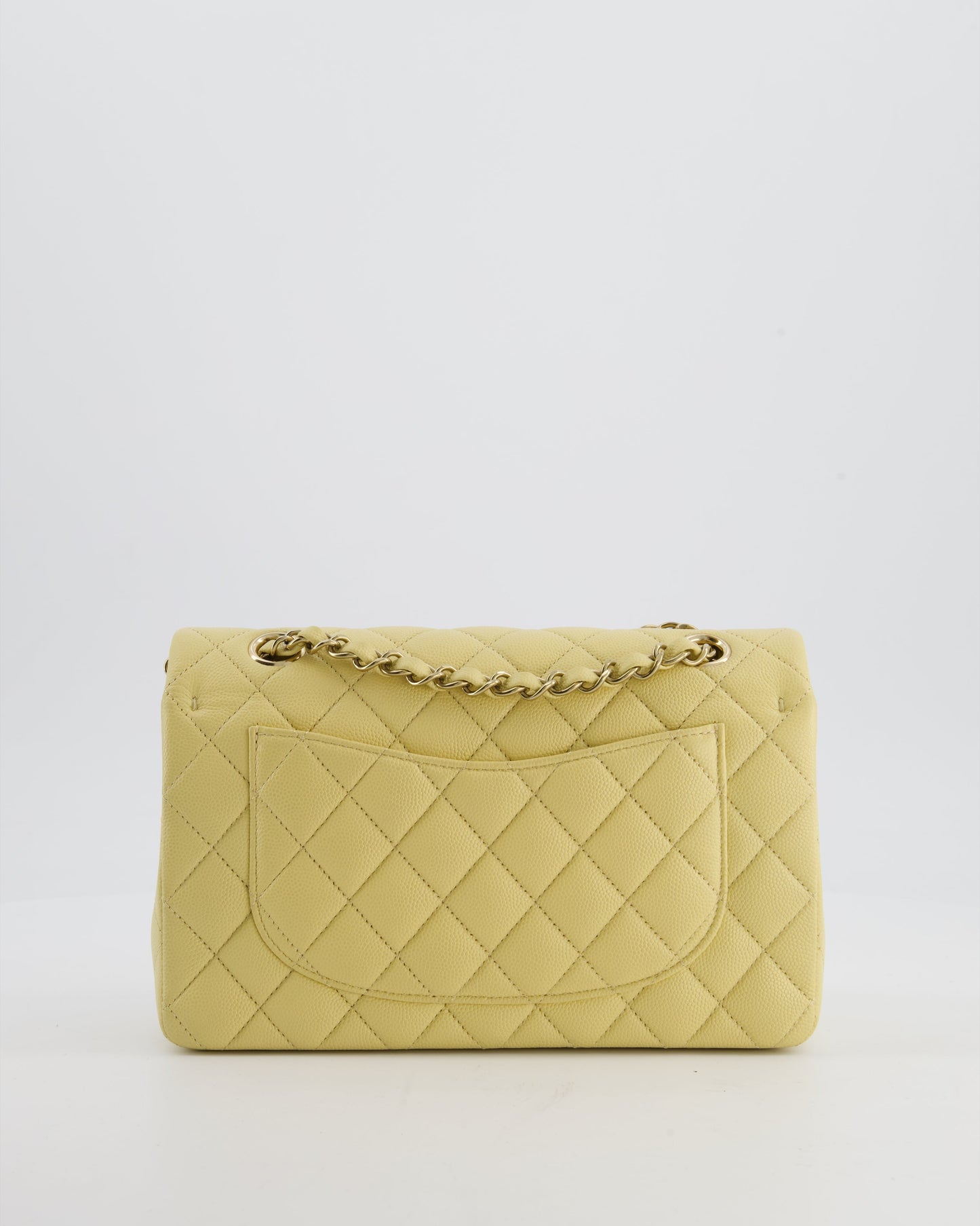 *RARE COLOUR* Chanel Small Classic Double Flap Bag in Butter Yellow Caviar Leather with Champagne Gold Hardware