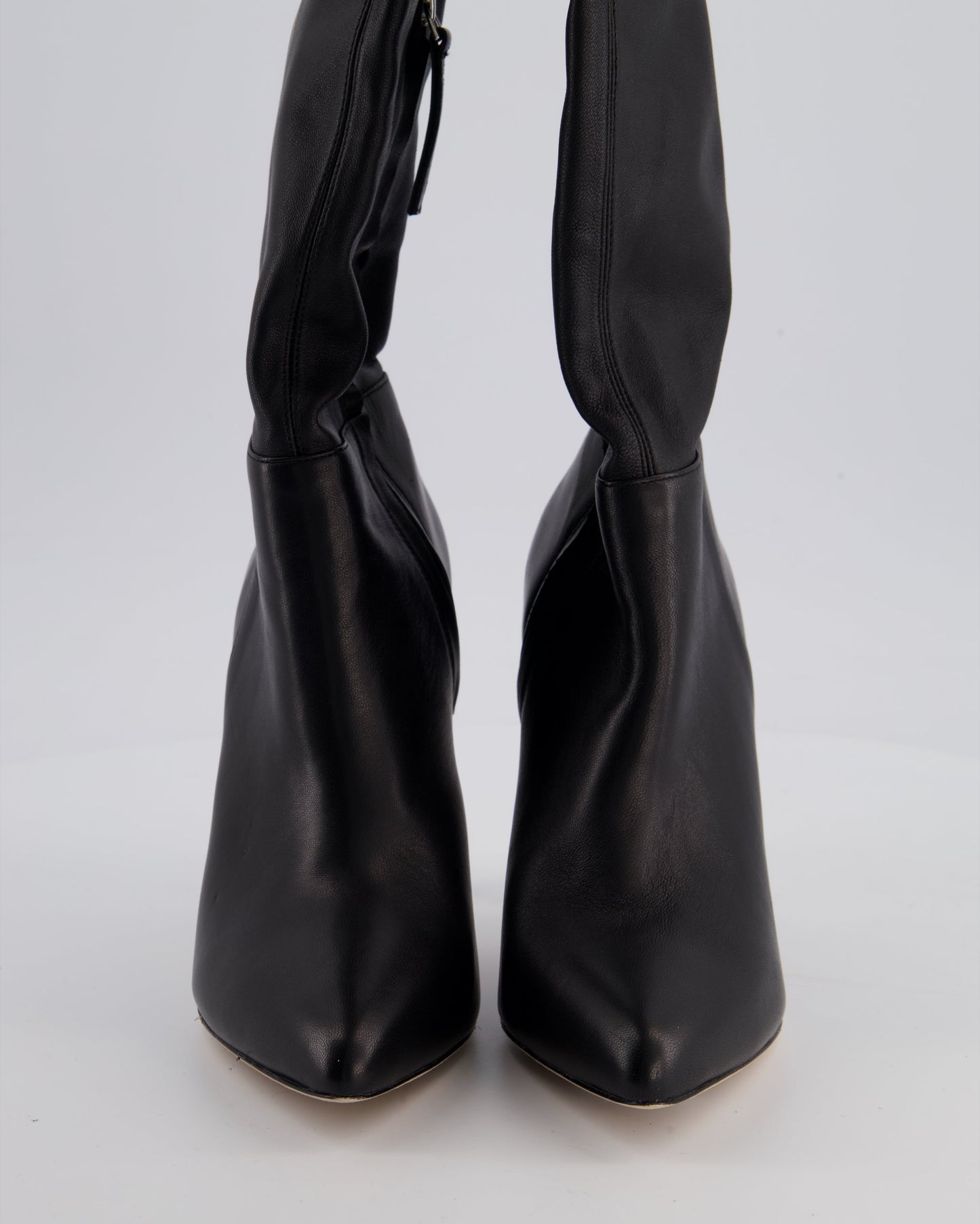 Aminah Abdullah Jillil Azizah Black Calfskin Leather Over-The-Knee Boots Size 38 (8M) RRP £890