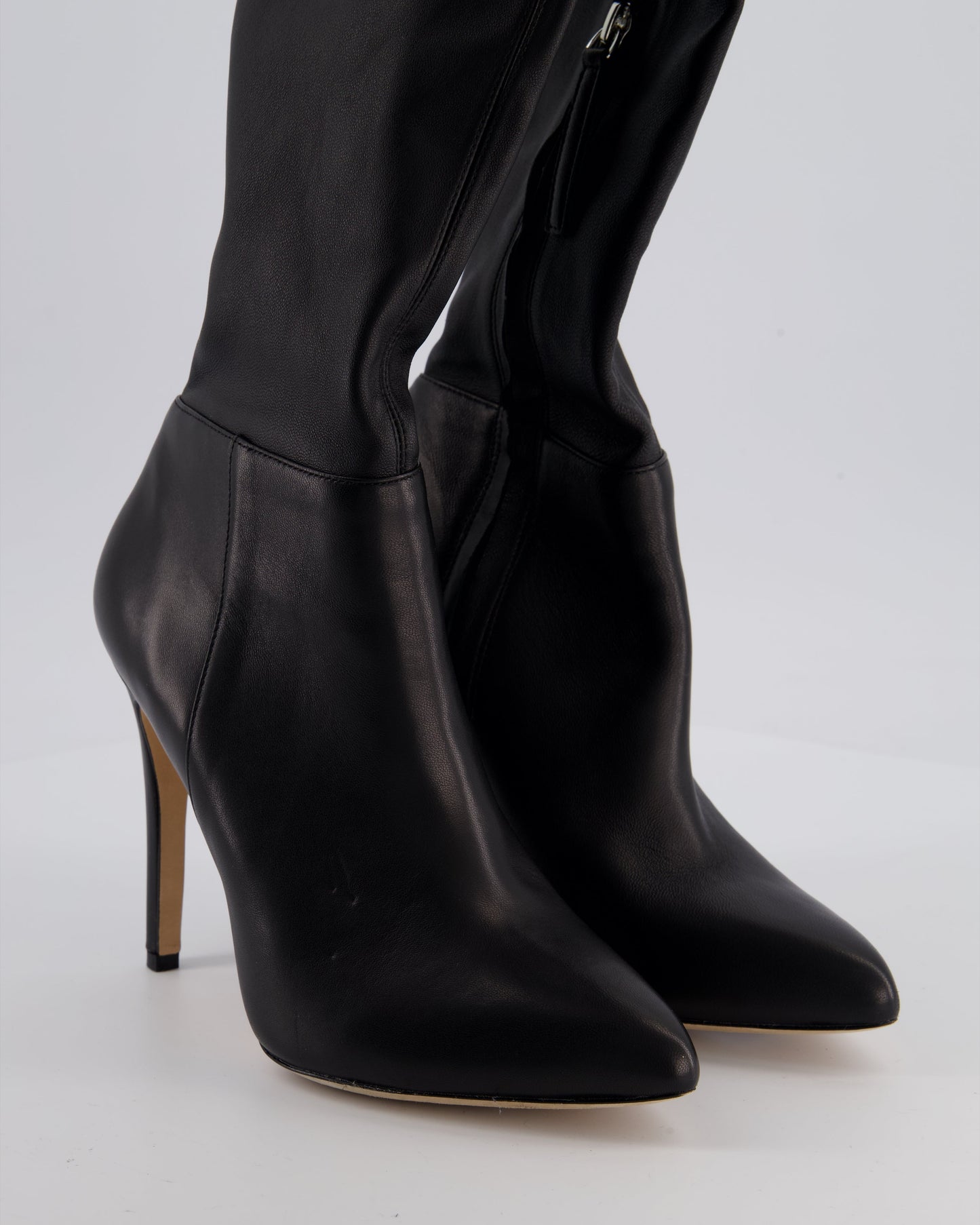Aminah Abdullah Jillil Azizah Black Calfskin Leather Over-The-Knee Boots Size 38 (8M) RRP £890