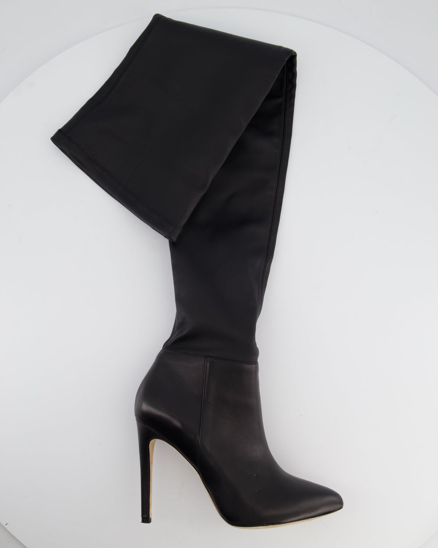 Aminah Abdullah Jillil Azizah Black Calfskin Leather Over-The-Knee Boots Size 38 (8M) RRP £890