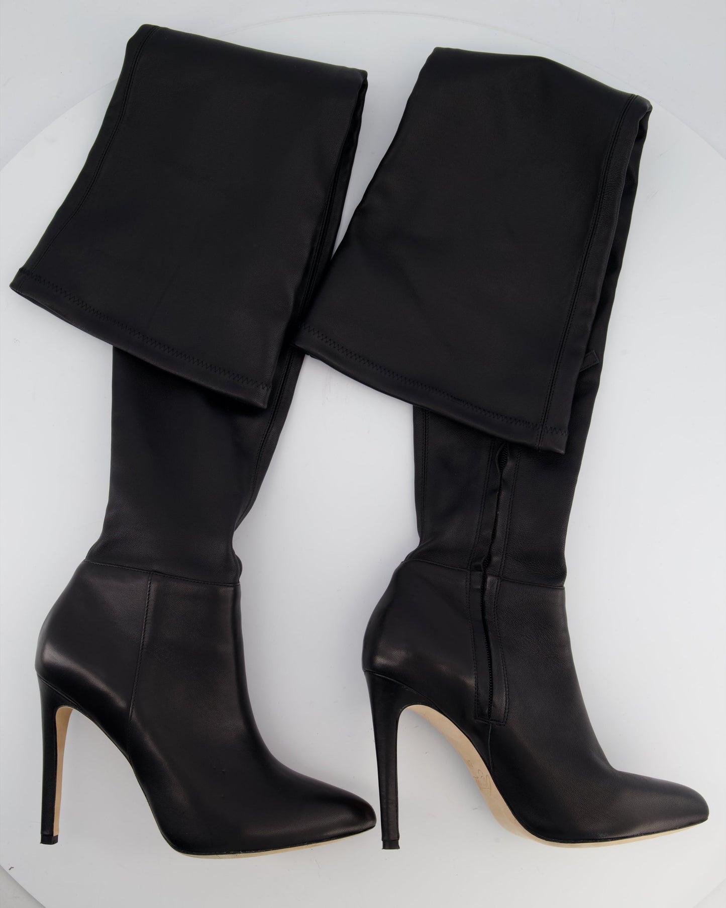 Aminah Abdullah Jillil Azizah Black Calfskin Leather Over-The-Knee Boots Size 38 (8M) RRP £890