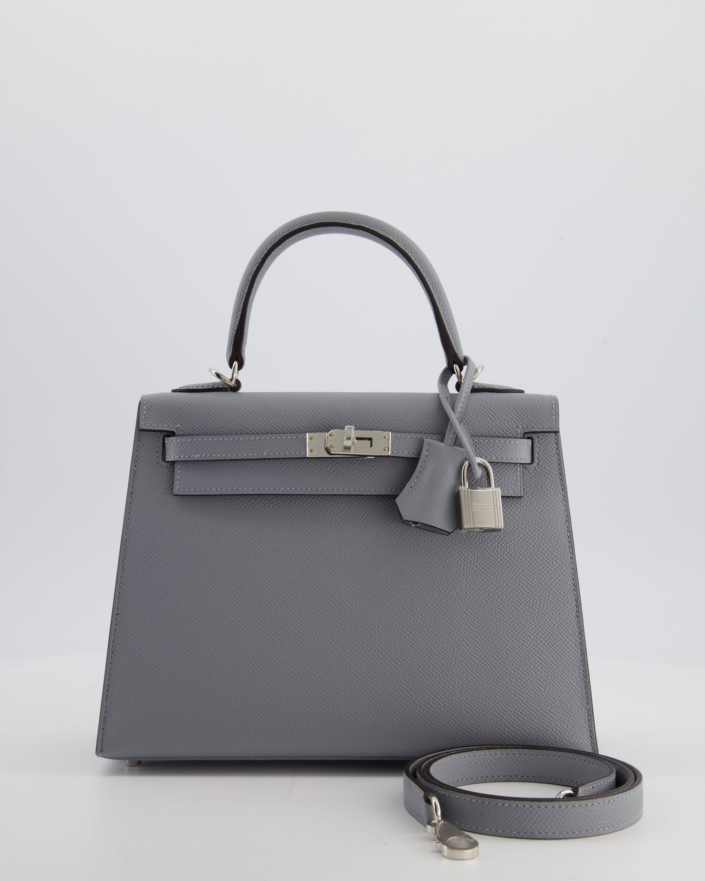Herm�s Kelly 25 Sellier Bag in Gris Pantin Epsom Leather with Palladium Hardware