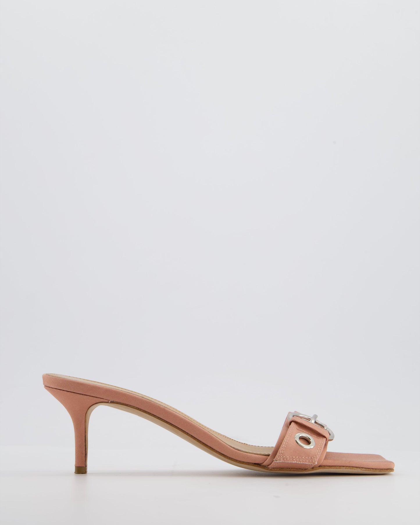 Aeyde Pink Satin Ilvy Eyelet Buckle Grosgrain Mules Size EU 40