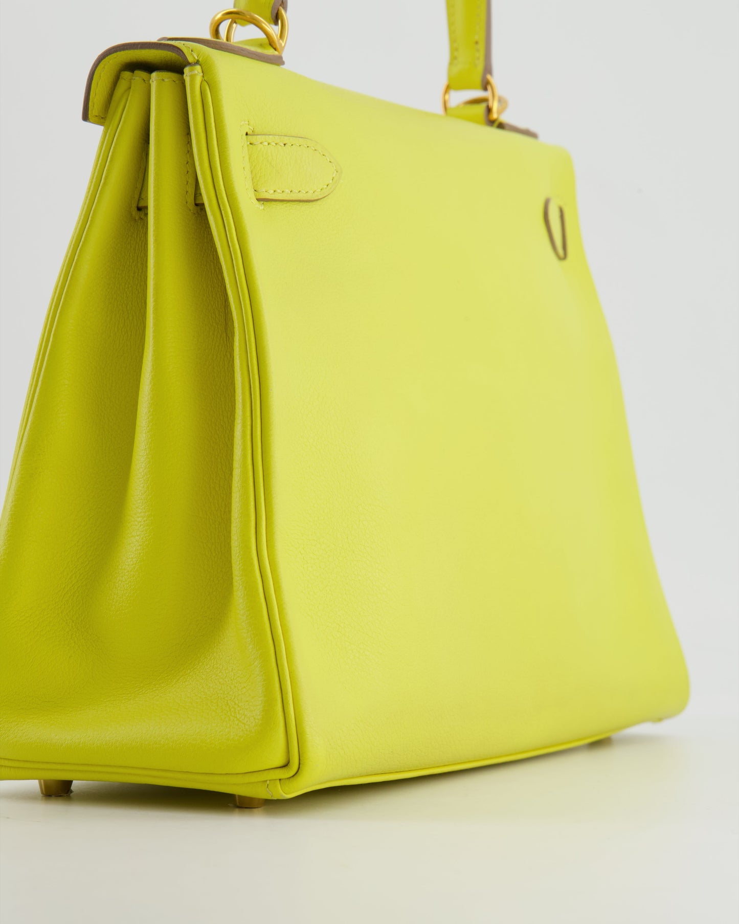 *FIRE PRICE* Herm�s Kelly 28 Retourne Bag in Lime Evercolor Leather with Gold Hardware