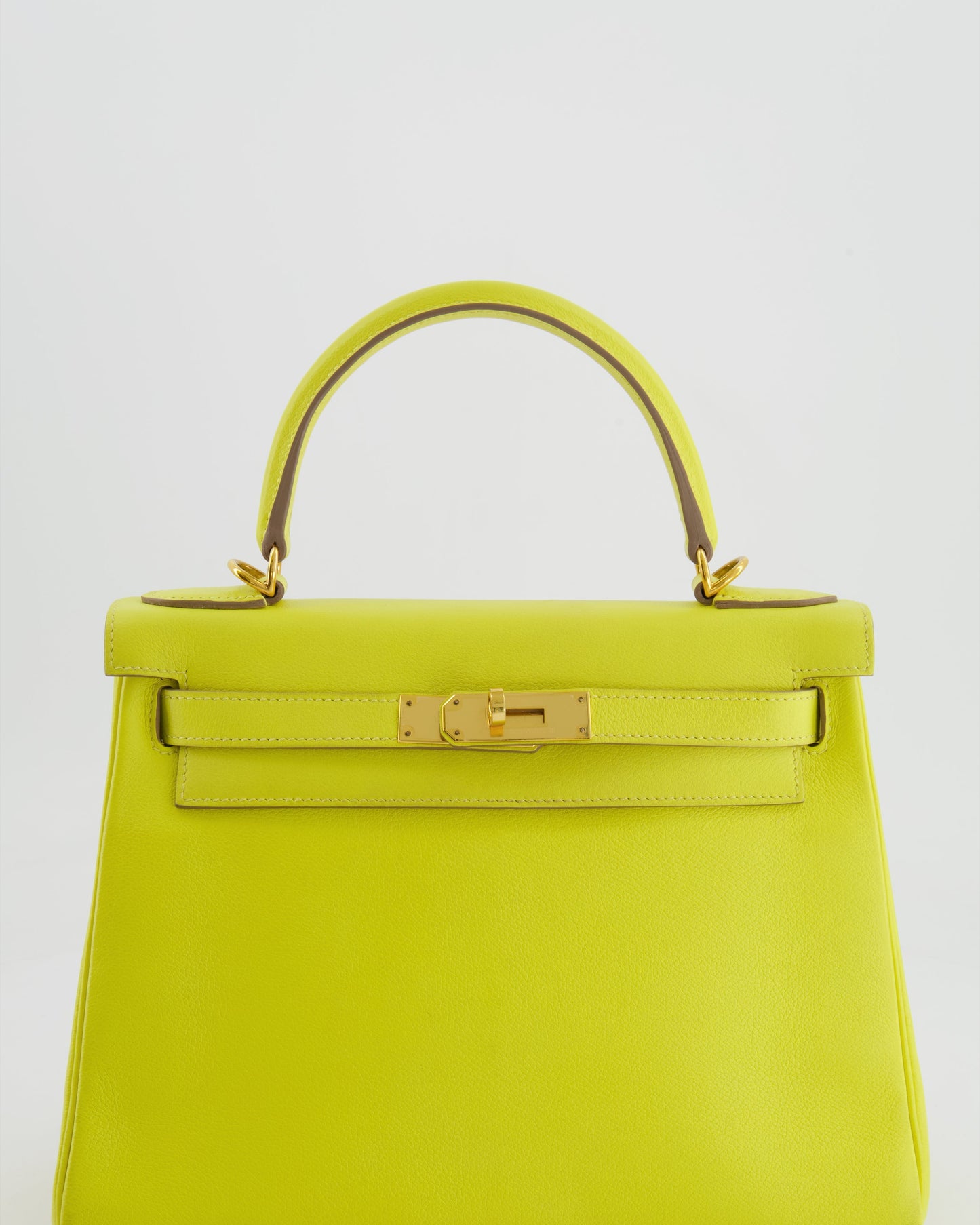 *FIRE PRICE* Herm�s Kelly 28 Retourne Bag in Lime Evercolor Leather with Gold Hardware