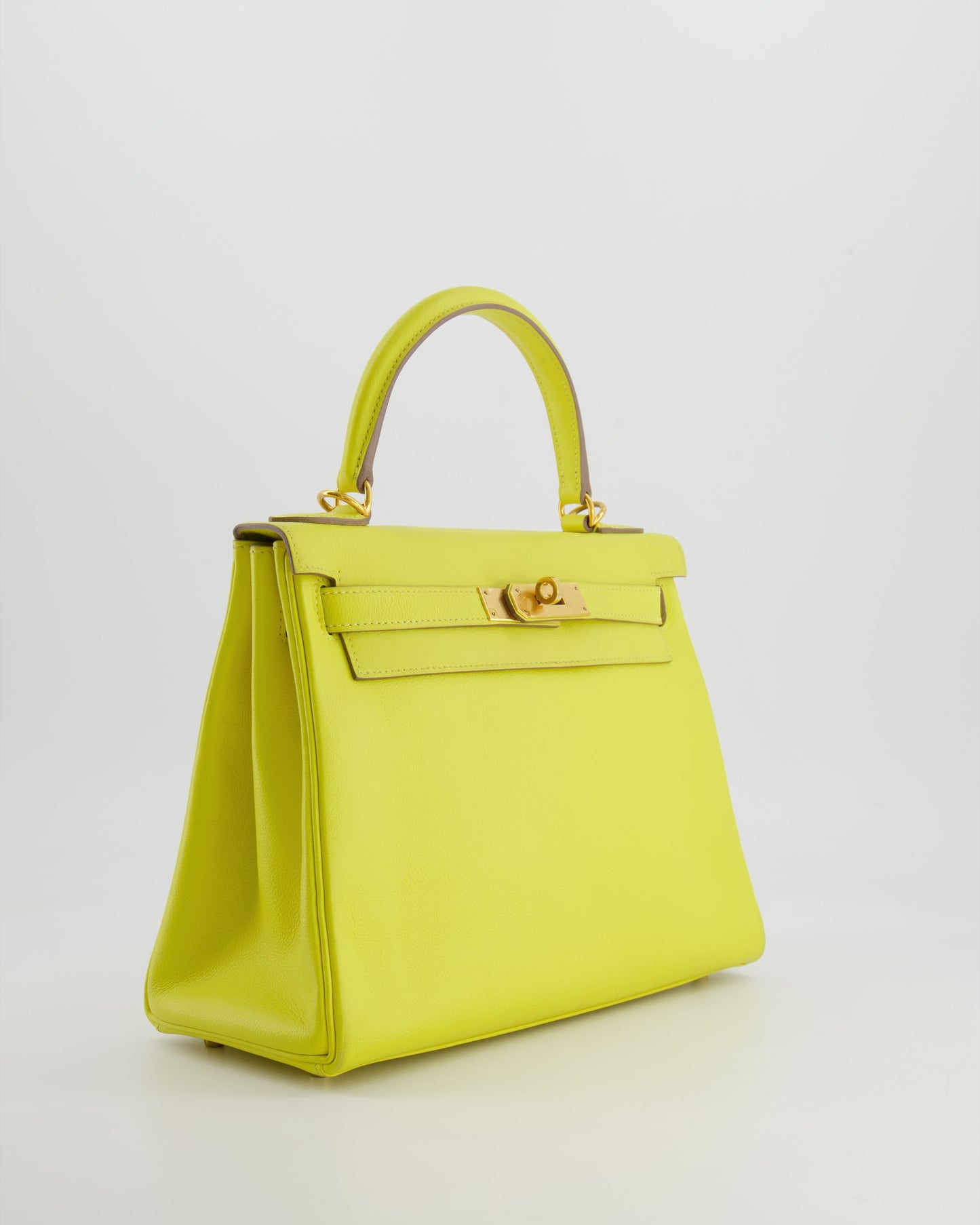 *FIRE PRICE* Herm�s Kelly 28 Retourne Bag in Lime Evercolor Leather with Gold Hardware