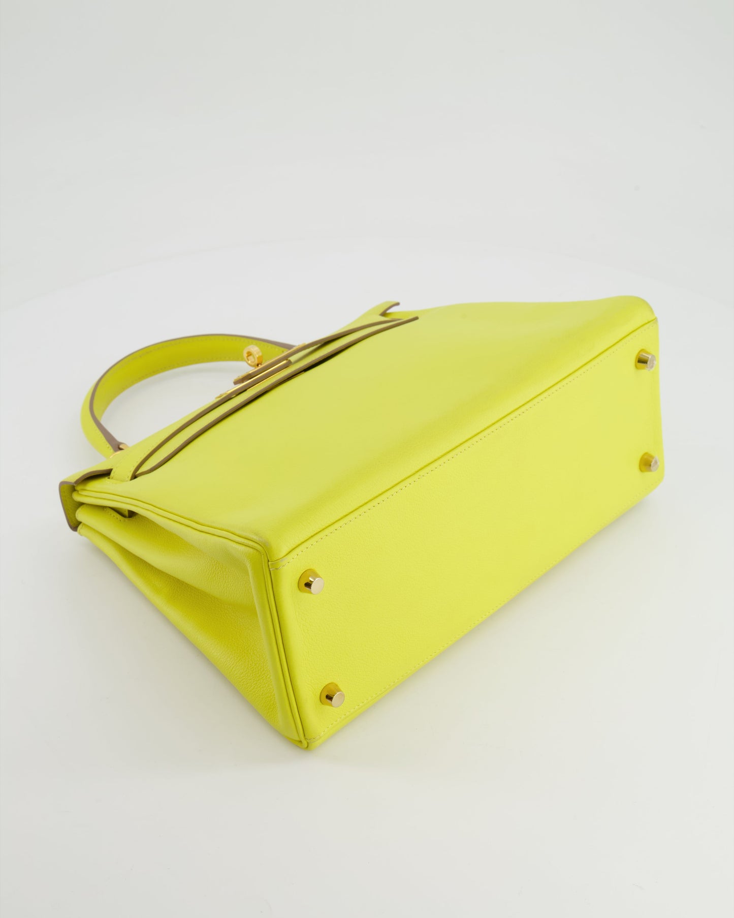 *FIRE PRICE* Herm�s Kelly 28 Retourne Bag in Lime Evercolor Leather with Gold Hardware