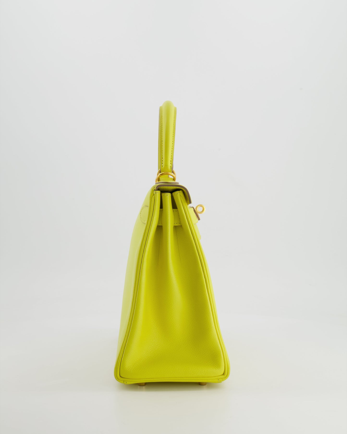 *FIRE PRICE* Herm�s Kelly 28 Retourne Bag in Lime Evercolor Leather with Gold Hardware