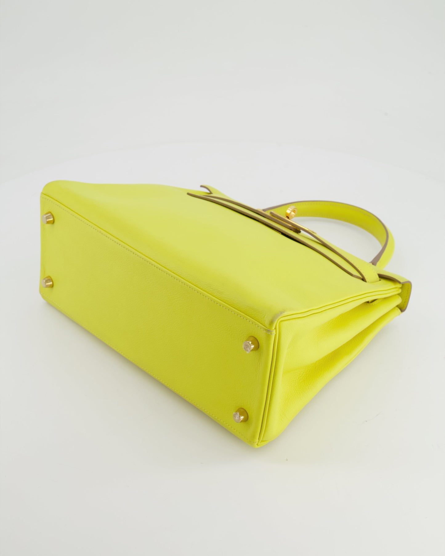 *FIRE PRICE* Herm�s Kelly 28 Retourne Bag in Lime Evercolor Leather with Gold Hardware