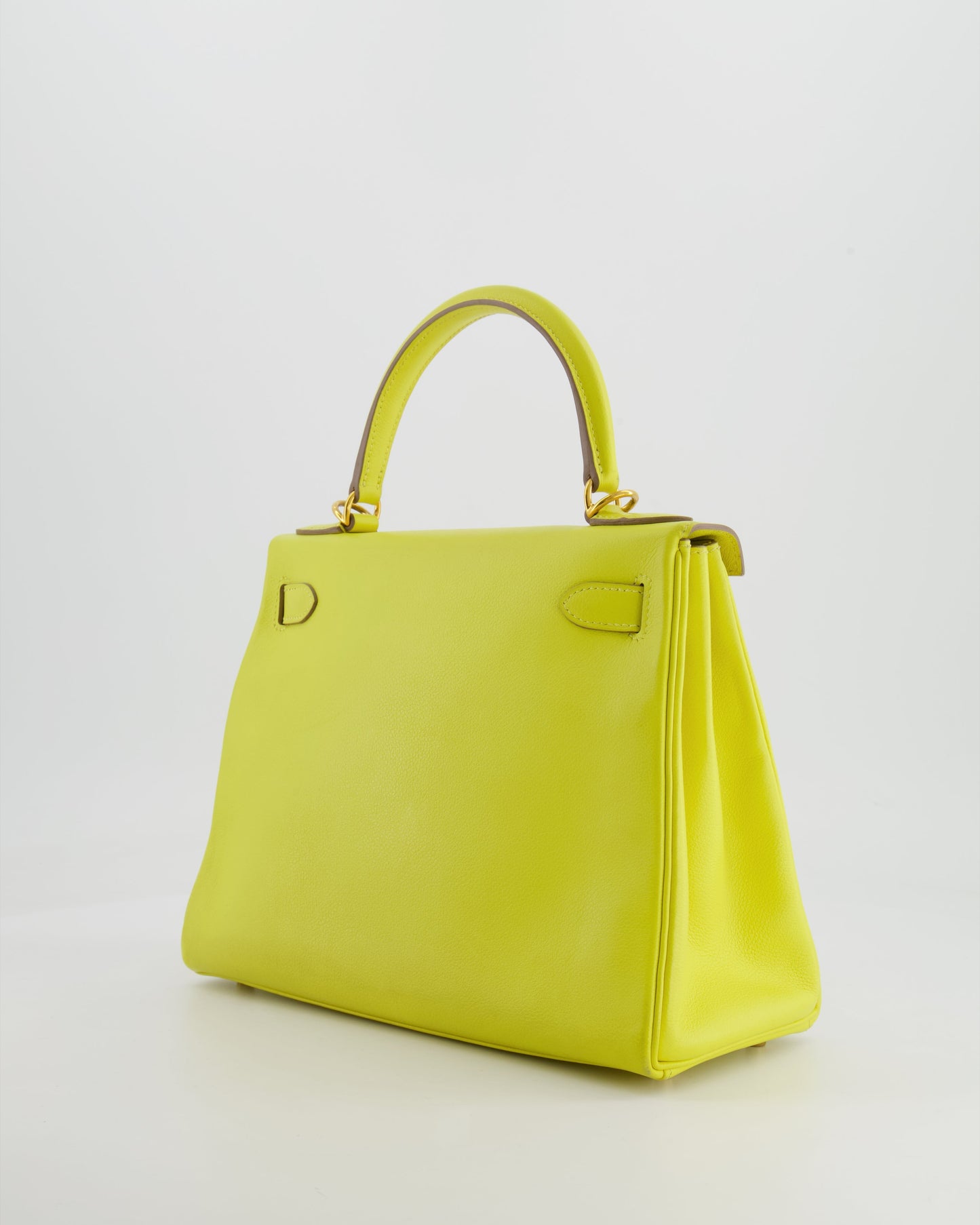 *FIRE PRICE* Herm�s Kelly 28 Retourne Bag in Lime Evercolor Leather with Gold Hardware