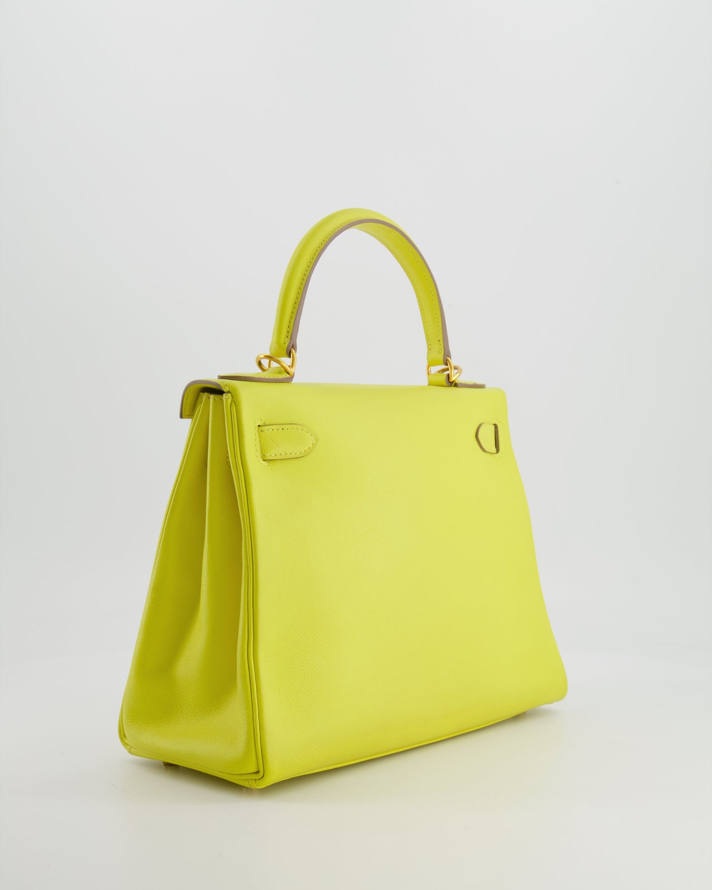 *FIRE PRICE* Herm�s Kelly 28 Retourne Bag in Lime Evercolor Leather with Gold Hardware