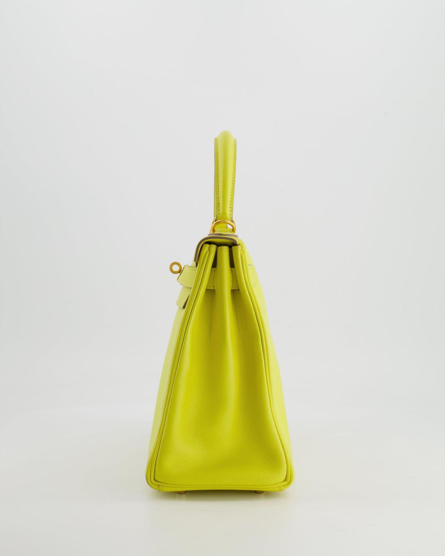 *FIRE PRICE* Herm�s Kelly 28 Retourne Bag in Lime Evercolor Leather with Gold Hardware