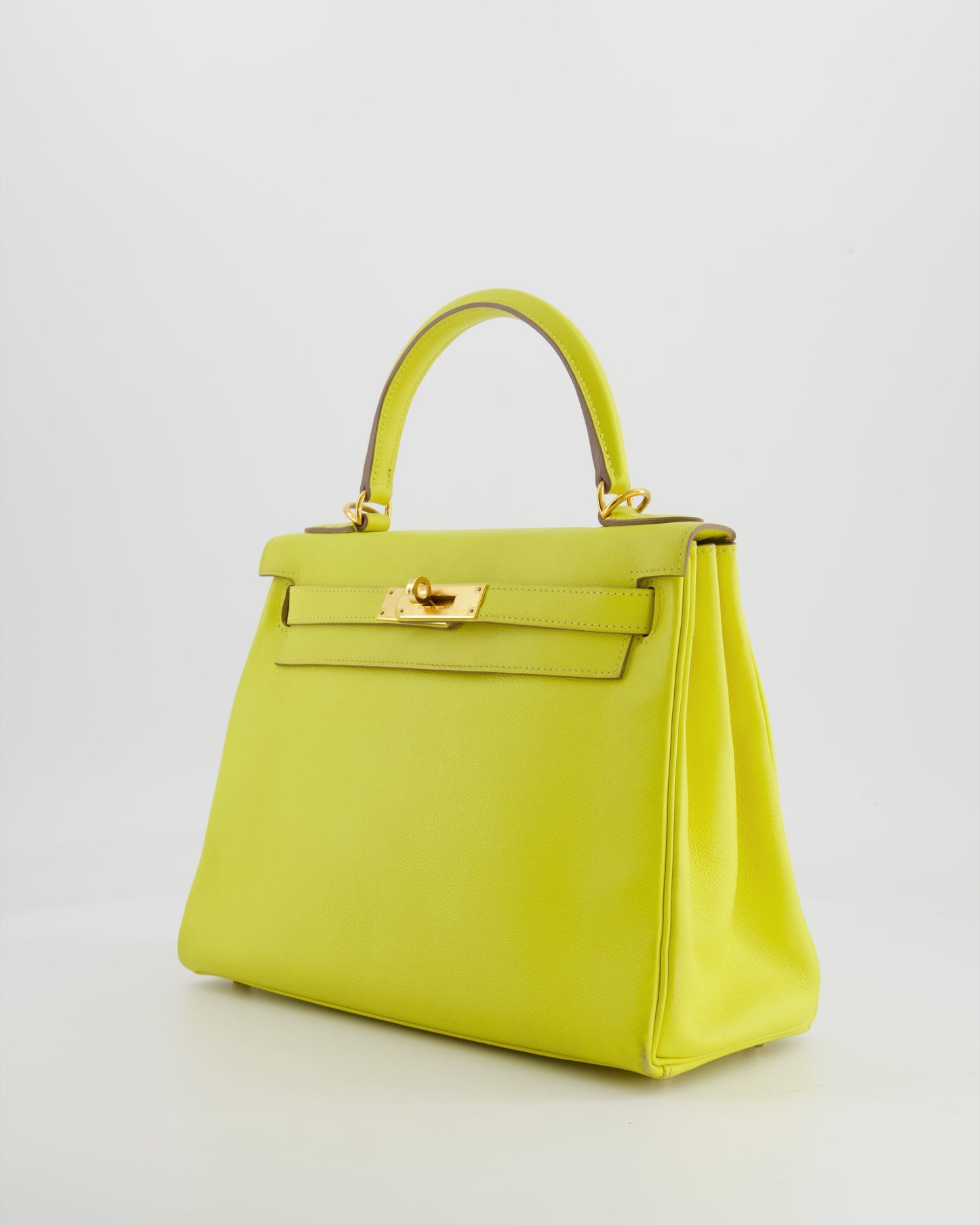 *FIRE PRICE* Herm�s Kelly 28 Retourne Bag in Lime Evercolor Leather with Gold Hardware