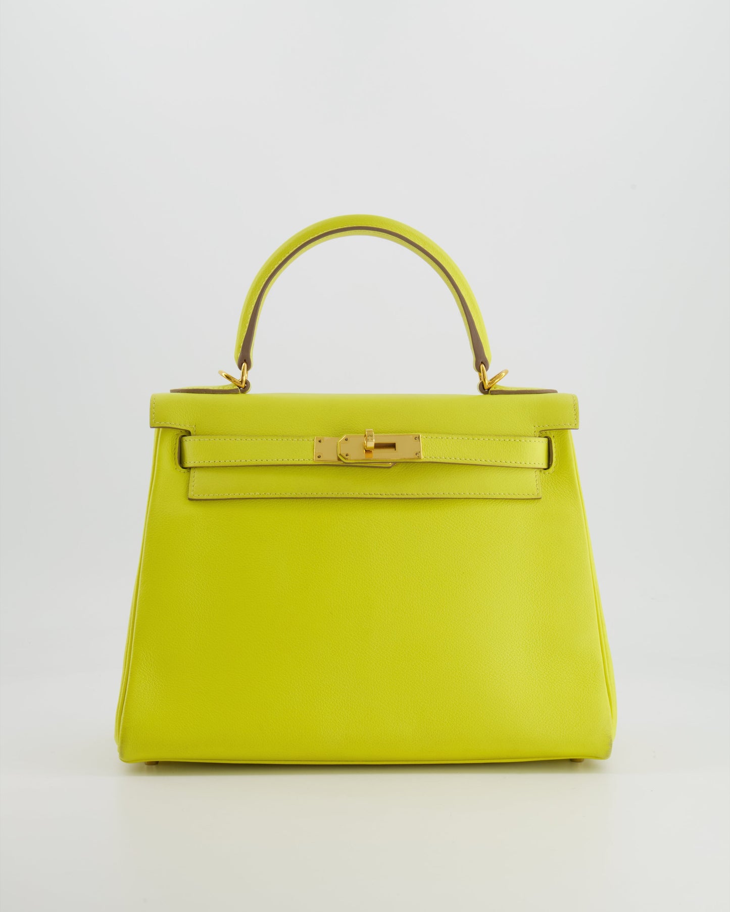 *FIRE PRICE* Herm�s Kelly 28 Retourne Bag in Lime Evercolor Leather with Gold Hardware