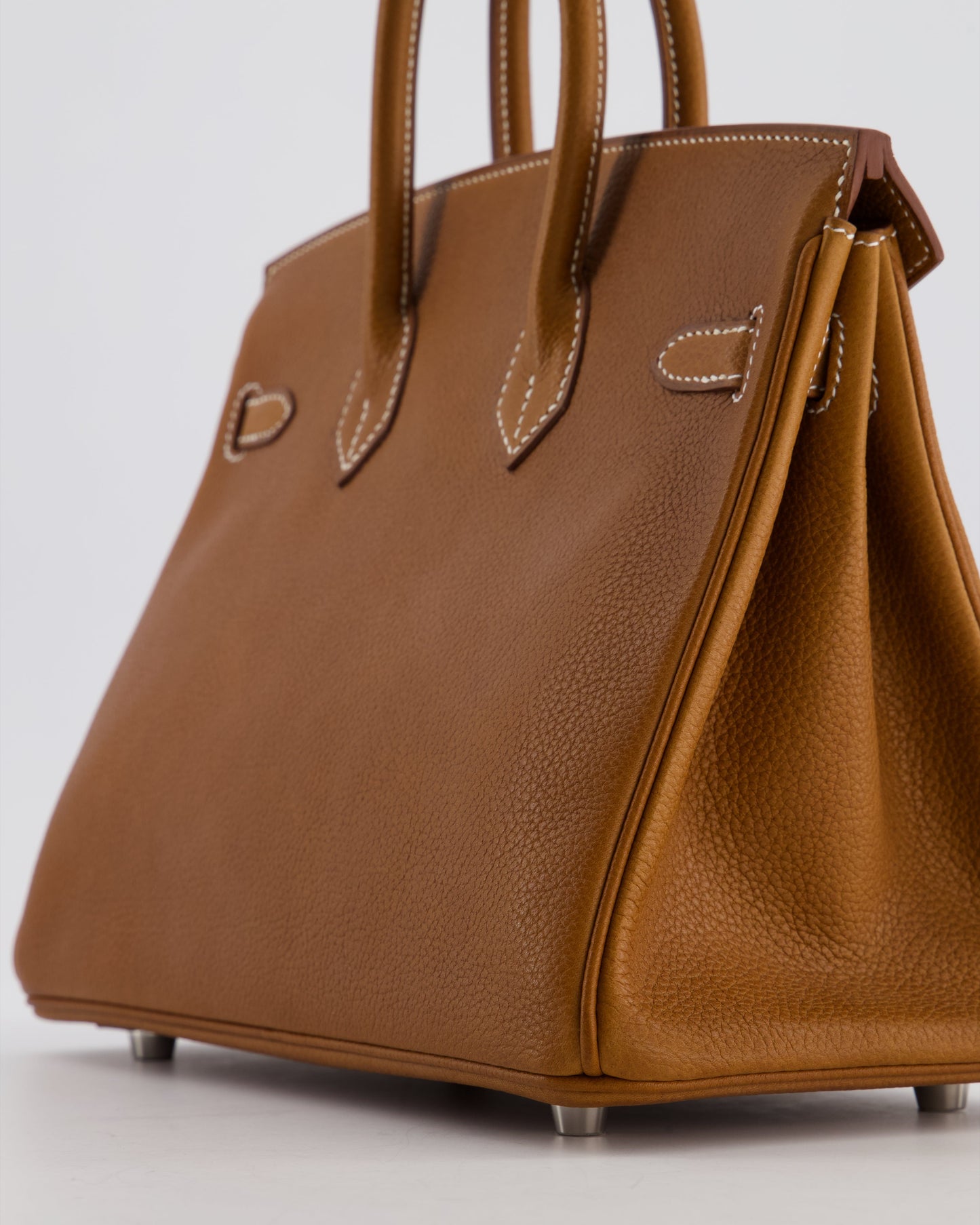 *RARE* Herm�s Birkin 25 Retourne Bag in Fauve Barenia Faubourg Leather with Palladium Hardware