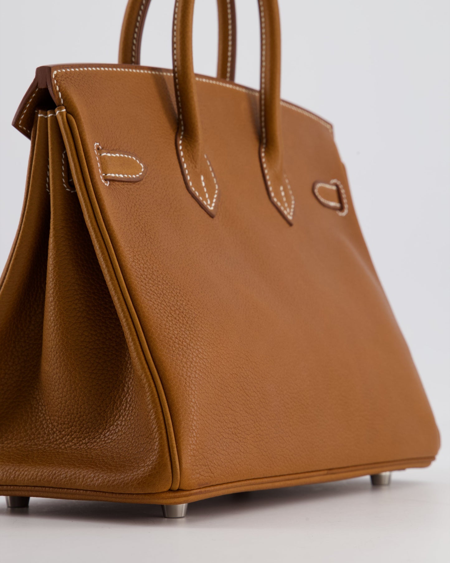 *RARE* Herm�s Birkin 25 Retourne Bag in Fauve Barenia Faubourg Leather with Palladium Hardware