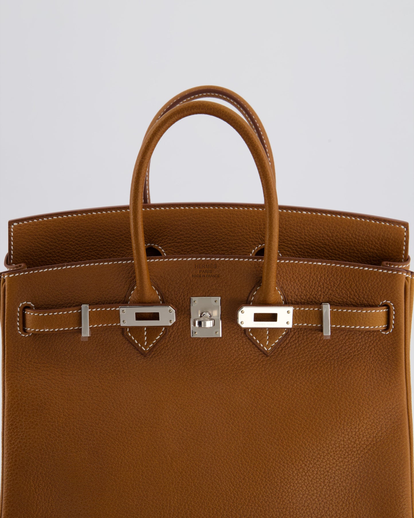 *RARE* Herm�s Birkin 25 Retourne Bag in Fauve Barenia Faubourg Leather with Palladium Hardware