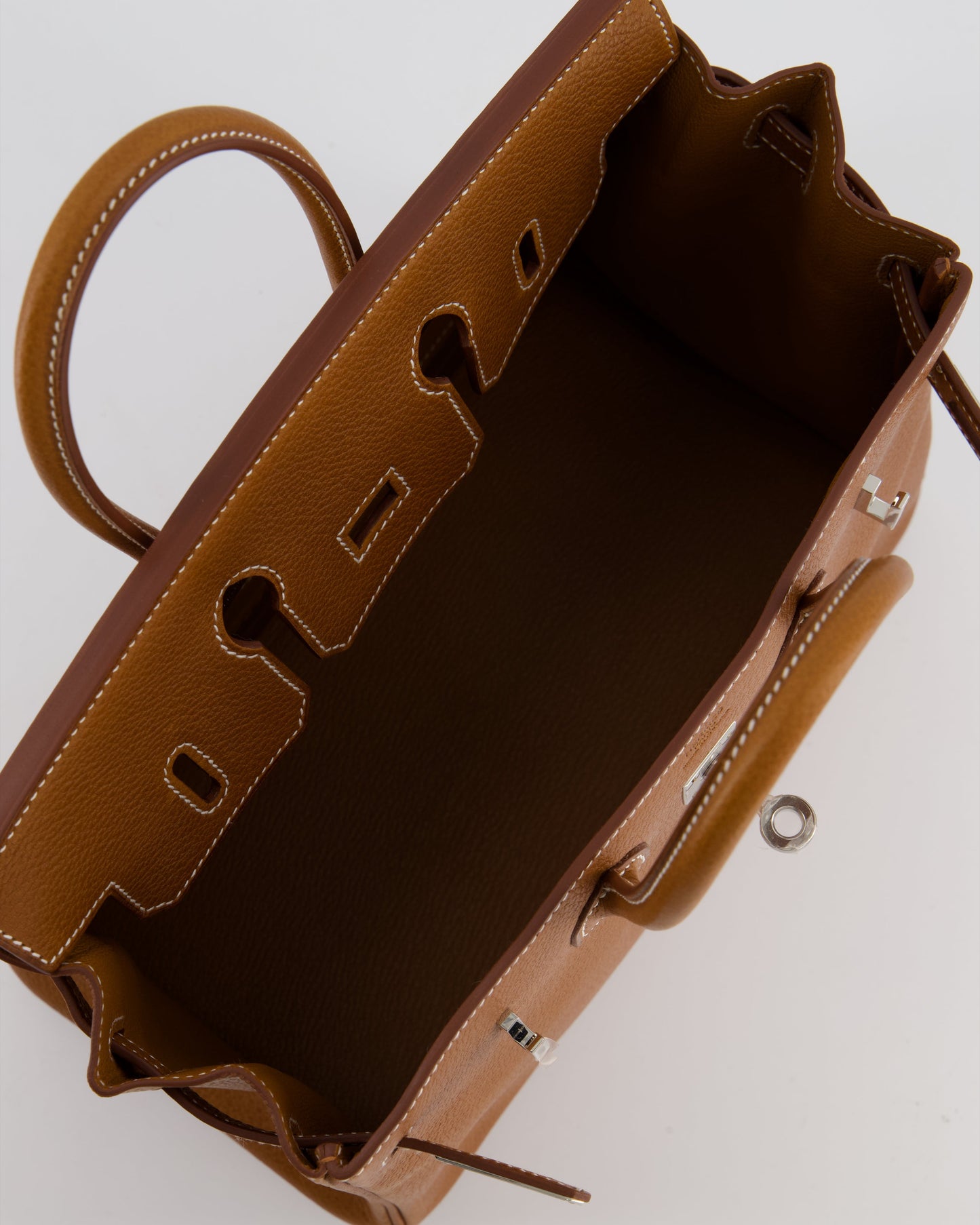 *RARE* Herm�s Birkin 25 Retourne Bag in Fauve Barenia Faubourg Leather with Palladium Hardware