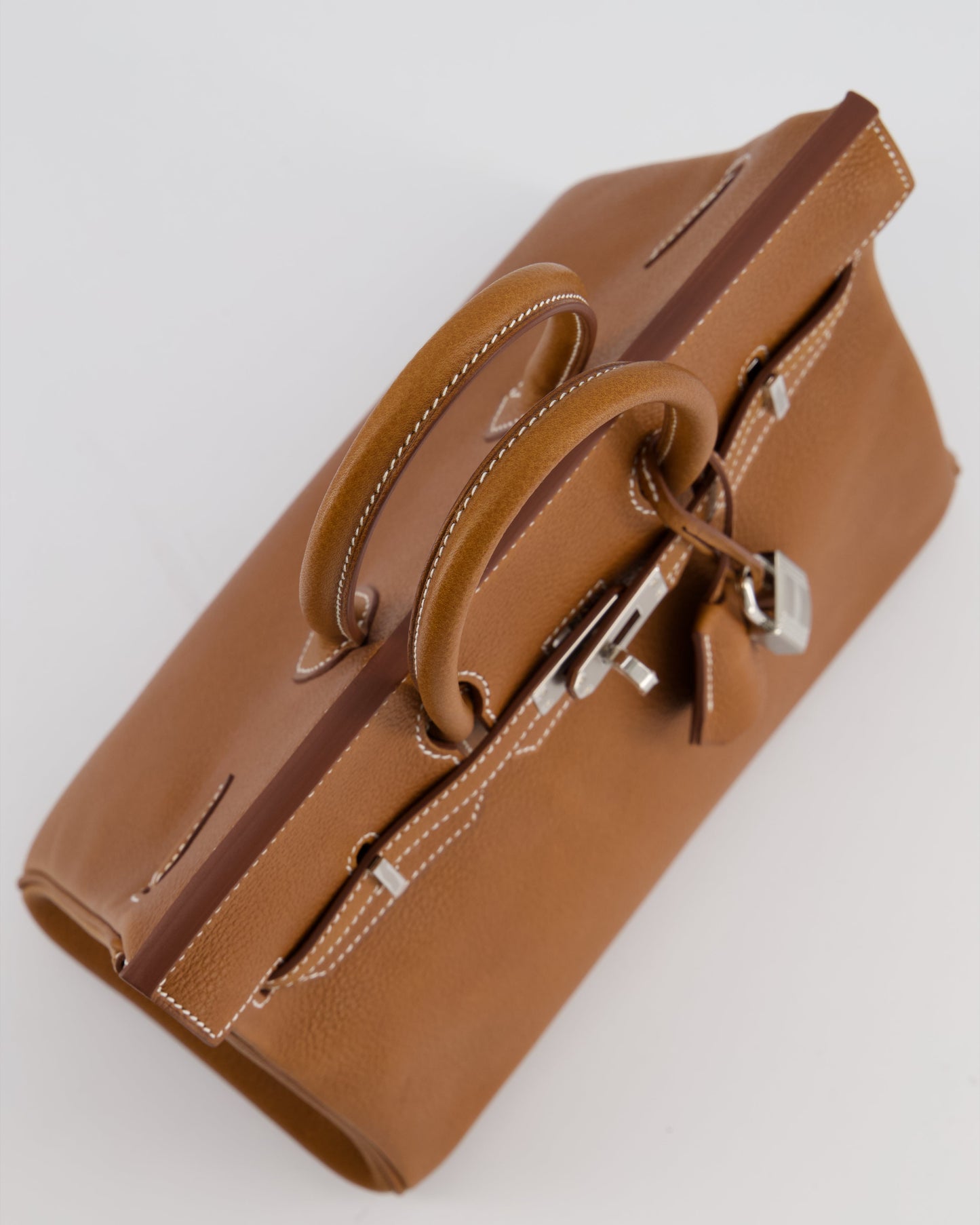 *RARE* Herm�s Birkin 25 Retourne Bag in Fauve Barenia Faubourg Leather with Palladium Hardware